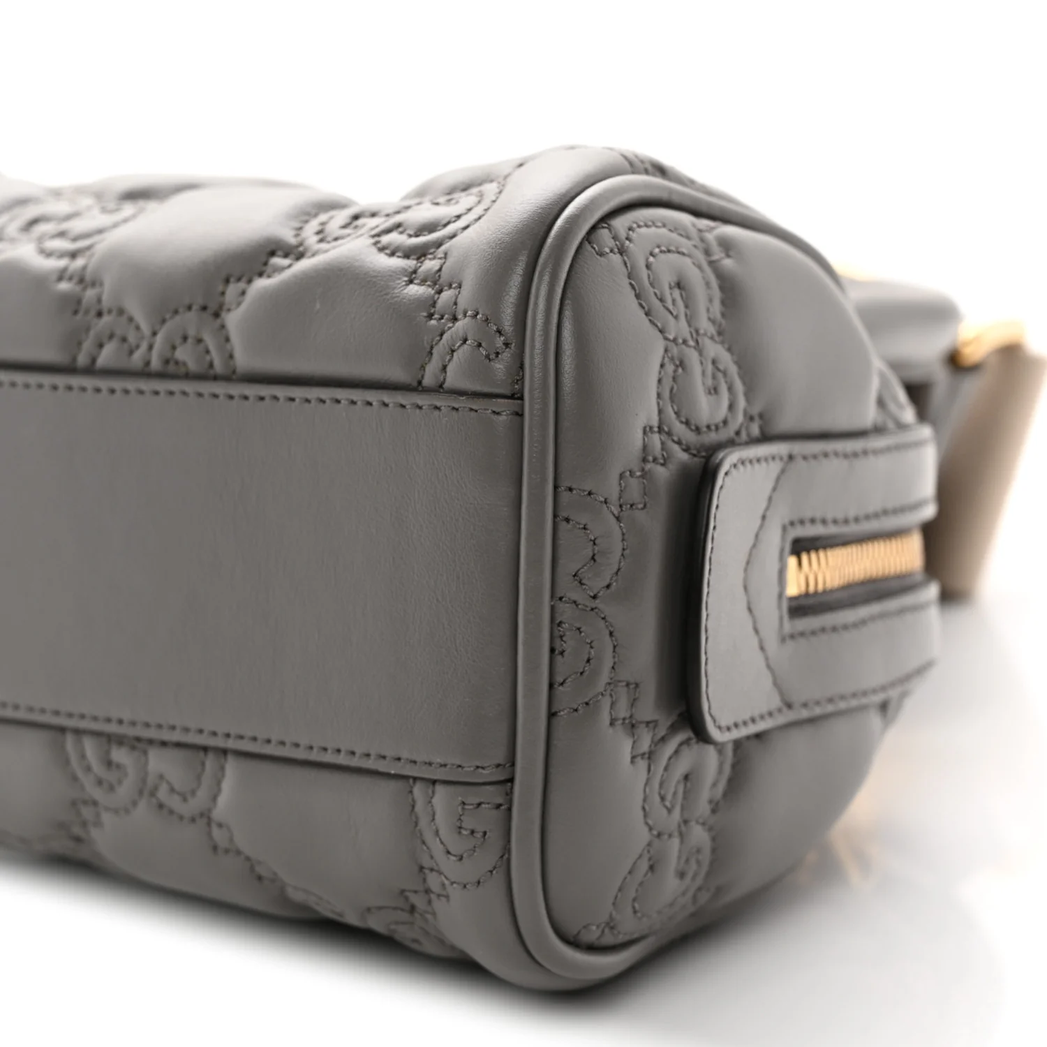 Calfskin GG Matelasse Mini Bowler Bag Dusty Grey Natural
