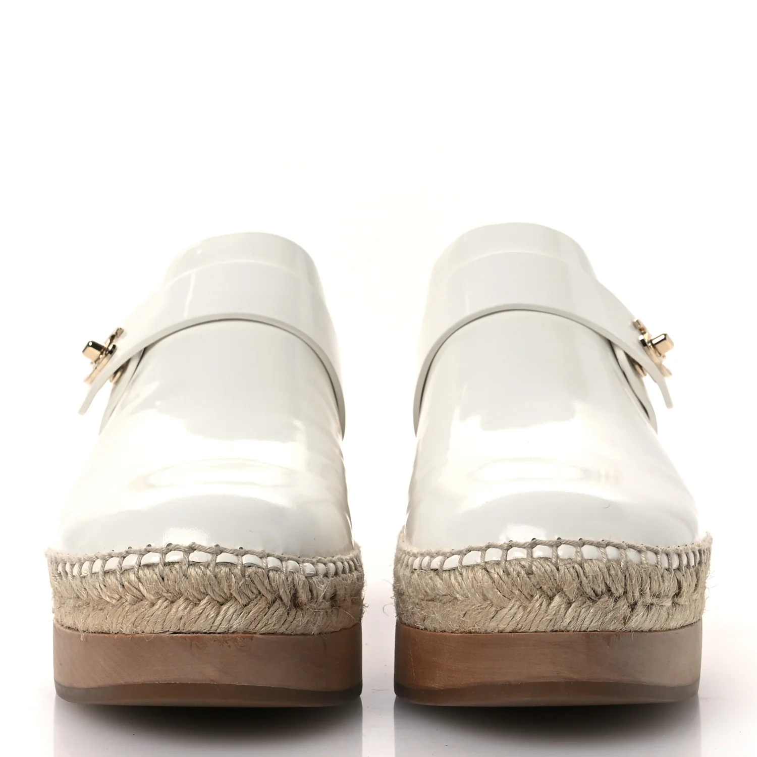 Patent Calfskin CC Turn Lock Clog 39 White