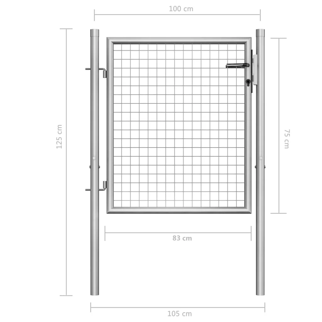 vidaXL Garden Gate Fence Wall Privacy Screen Fence Galvanized Steel Silver