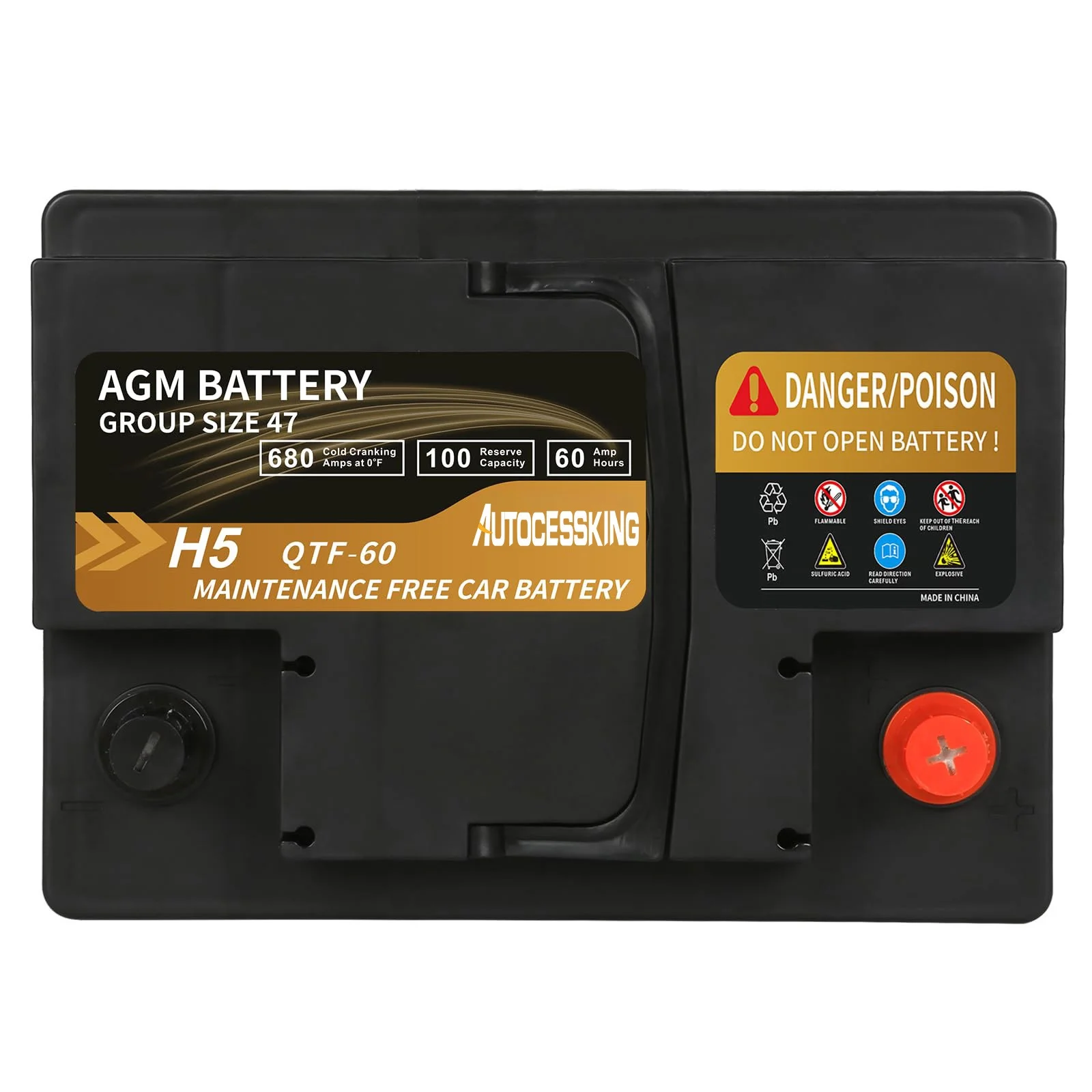 Platinum AGM Battery, Group 47 Rechargeable Automotive Batteries for Car, 12V H5 680CCA 60Ah 100RC(47) - Image 4