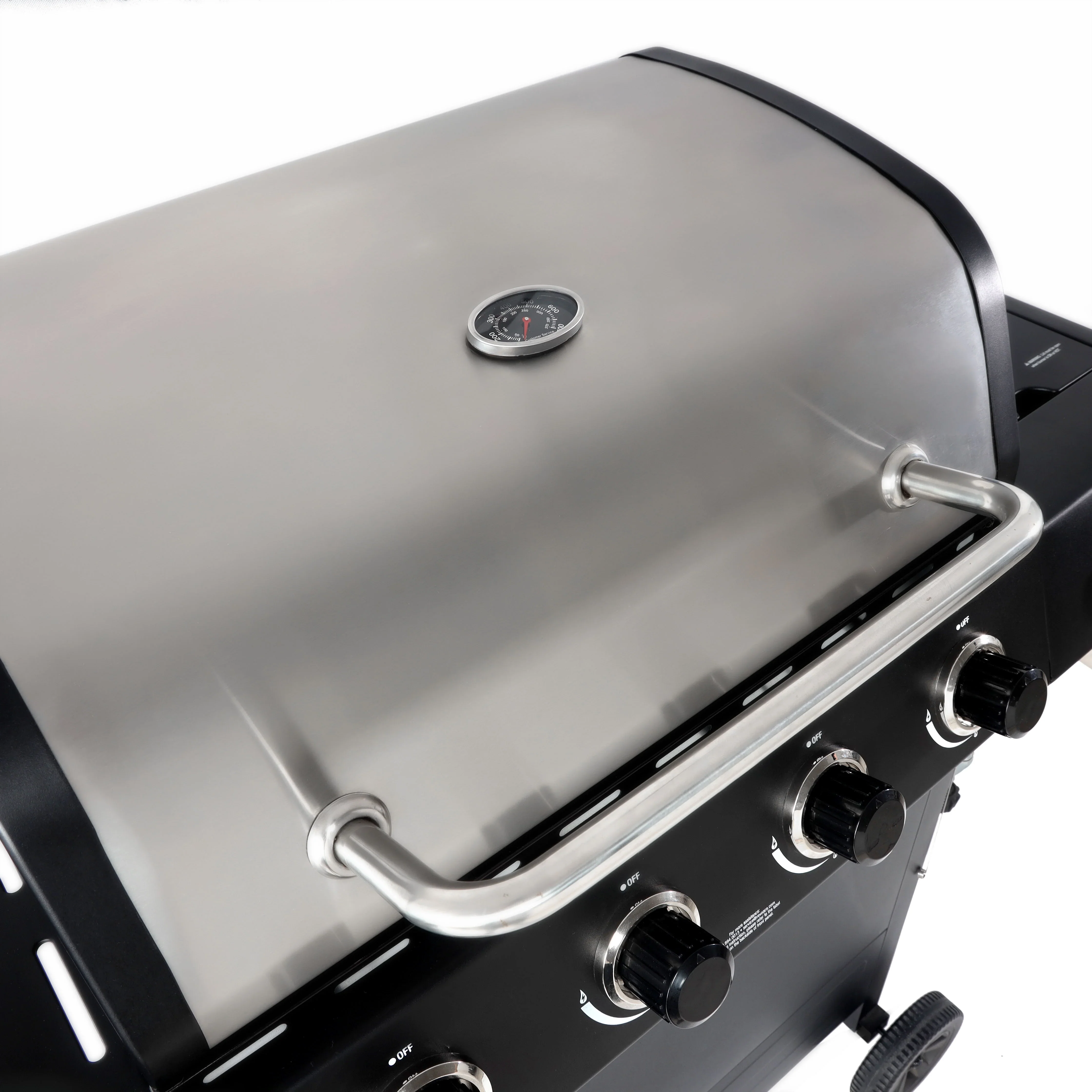 4-Burner Propane  Gas Grill with Side Burner, Stainless Steel & Black
