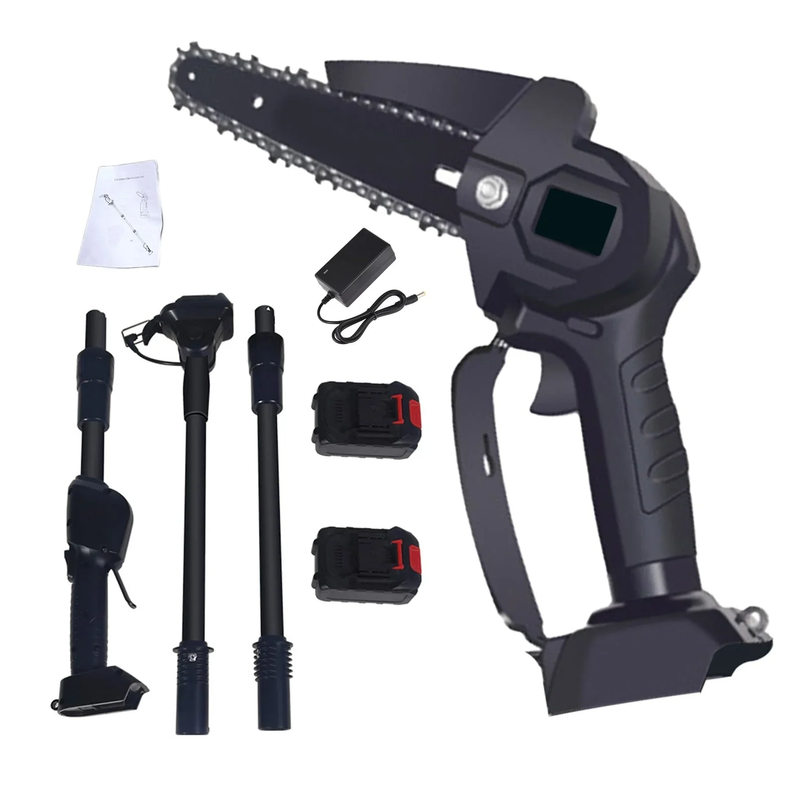 Xinwanna 1 Set High Branch Saw Rechargeable High Power Motor Detachable Telescopic Pole Tree Pruning Portable Cordless Electric Pole Chainsaw Garden Equipment