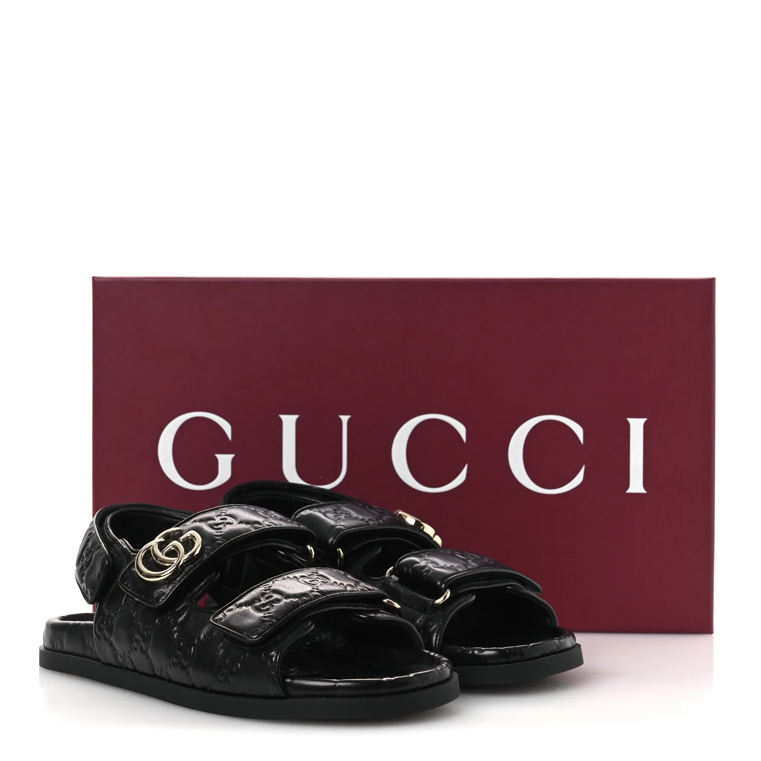 Guccissima GG Embossed Womens Sandals 37 Black