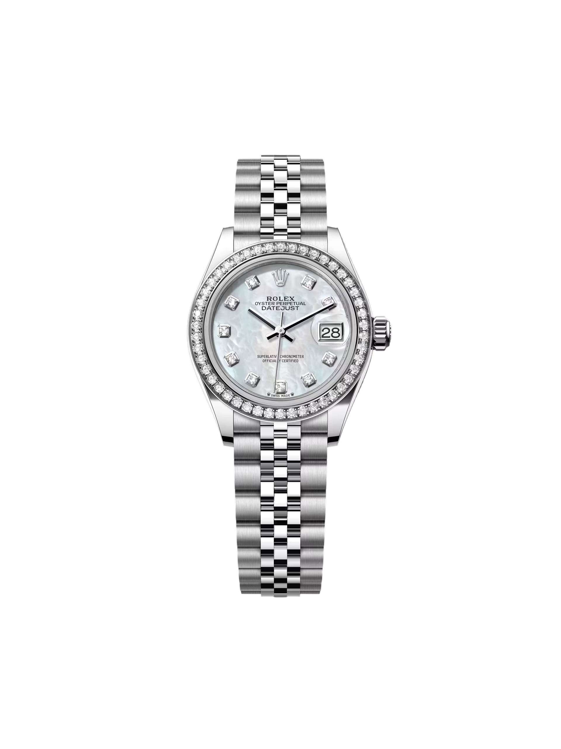 【Super Clone】RLX Lady-Datejust 28mm 279384RBR White Mother-of-Pearl Dial Oyster Bracelet