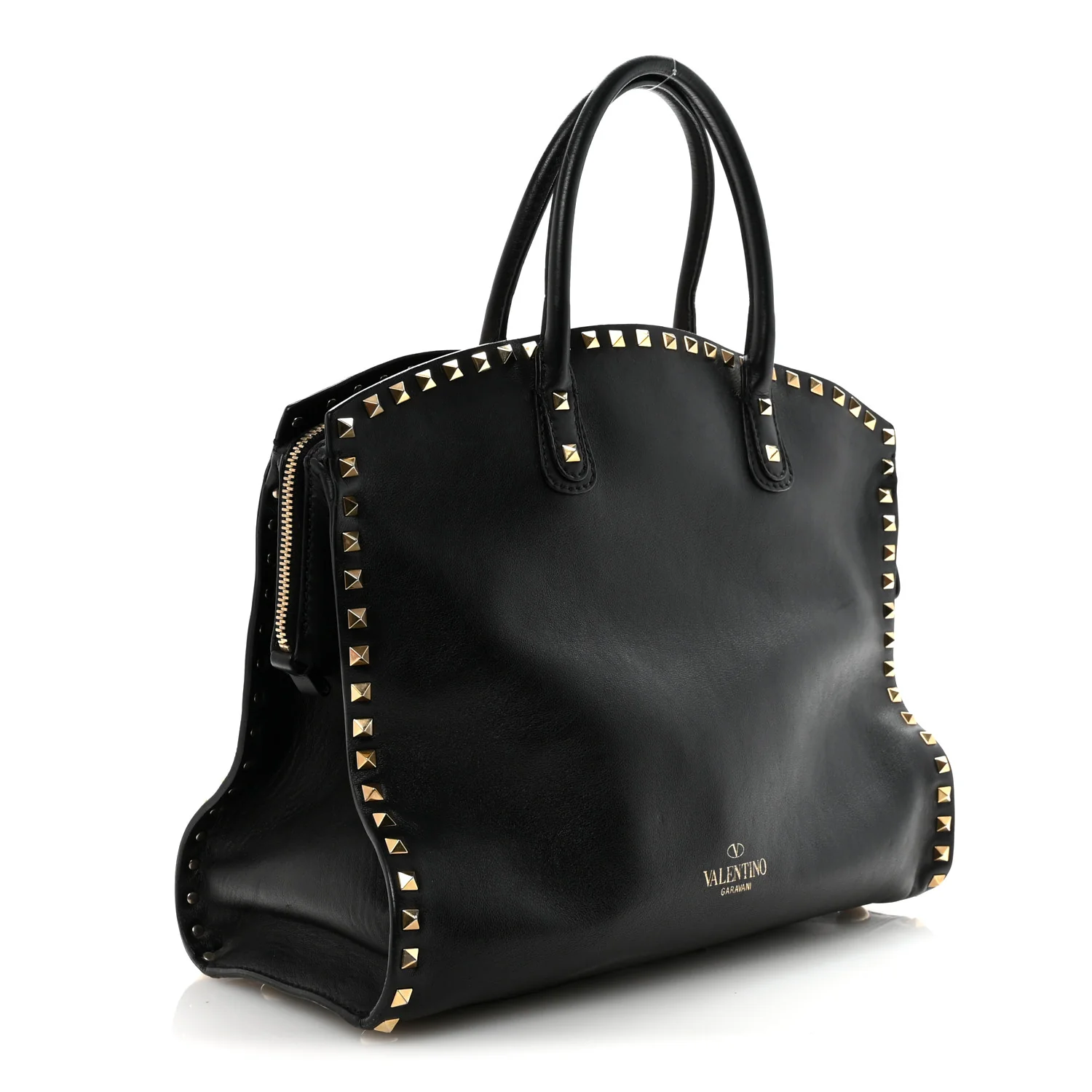 Vitello Rockstud Dome Shopper Black