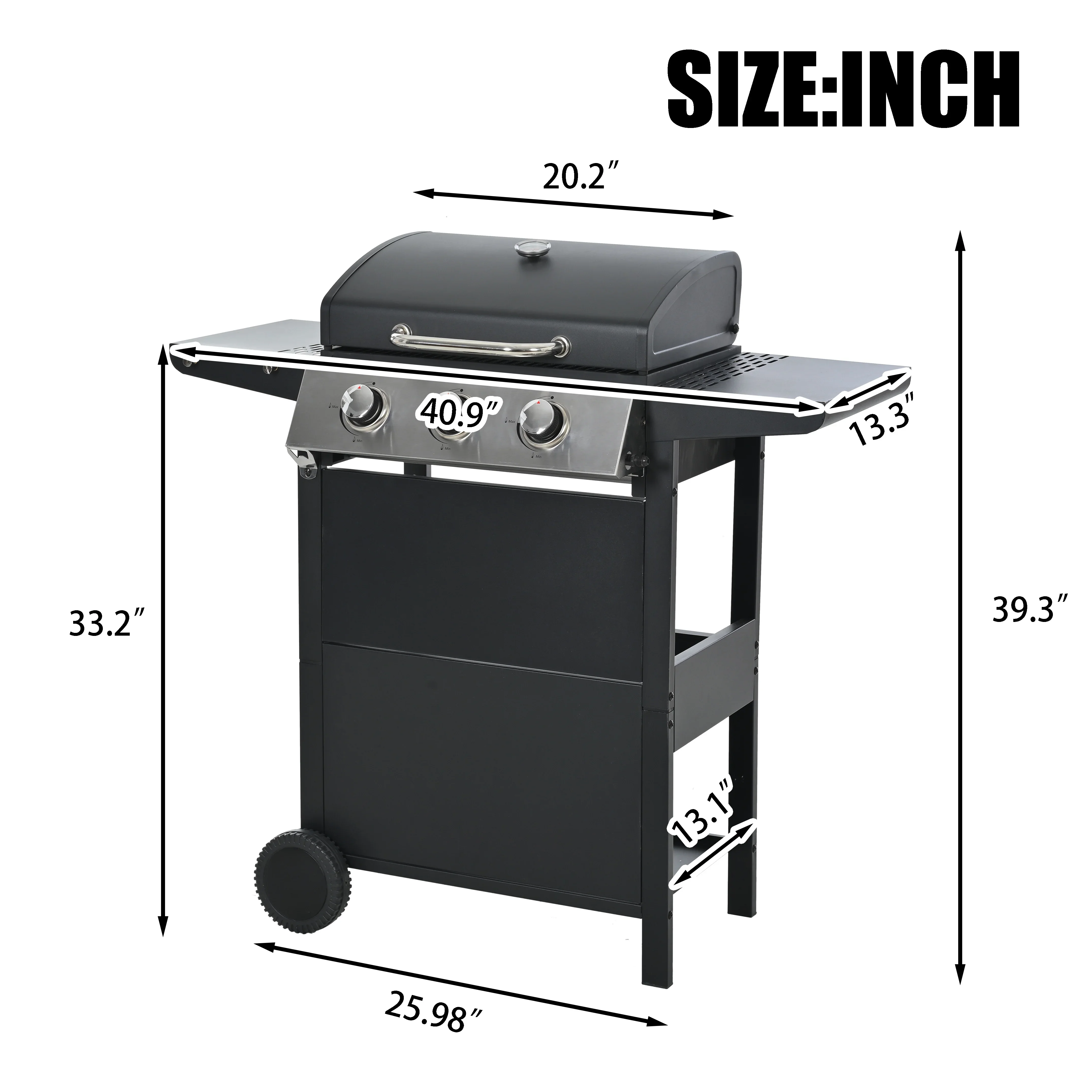 Segmart 3 Burner BBQ Propane Gas Grill, Stainless Steel 30,000 BTU Patio Garden Barbecue Grill with Folding Side Tables, Hanging Basket & Thermometer, Perfect for Camping, Outdoor Cooking