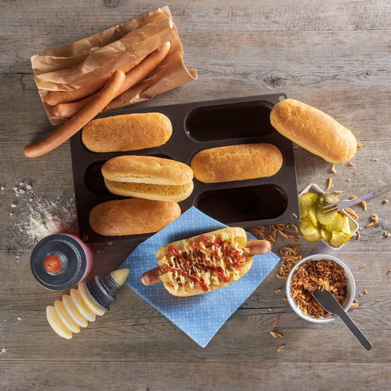 Flexiform Hotdog Buns bakeform til 6 stk pølsebrød