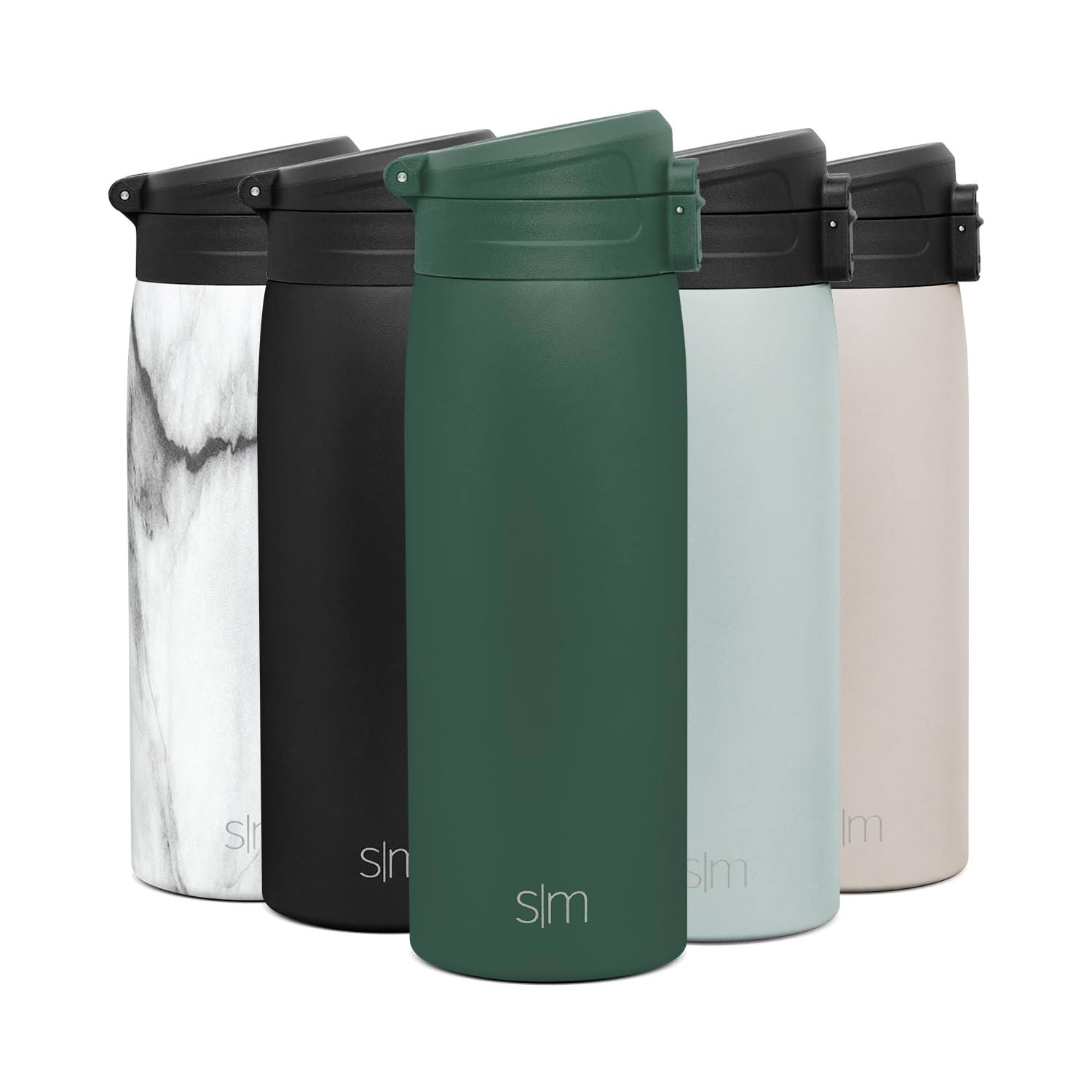 Simple Modern Insulated Thermos Travel Coffee Mug with Snap Flip Lid | Leakproof Stainless Steel Tumbler Cup |Kona | 16oz | Forest