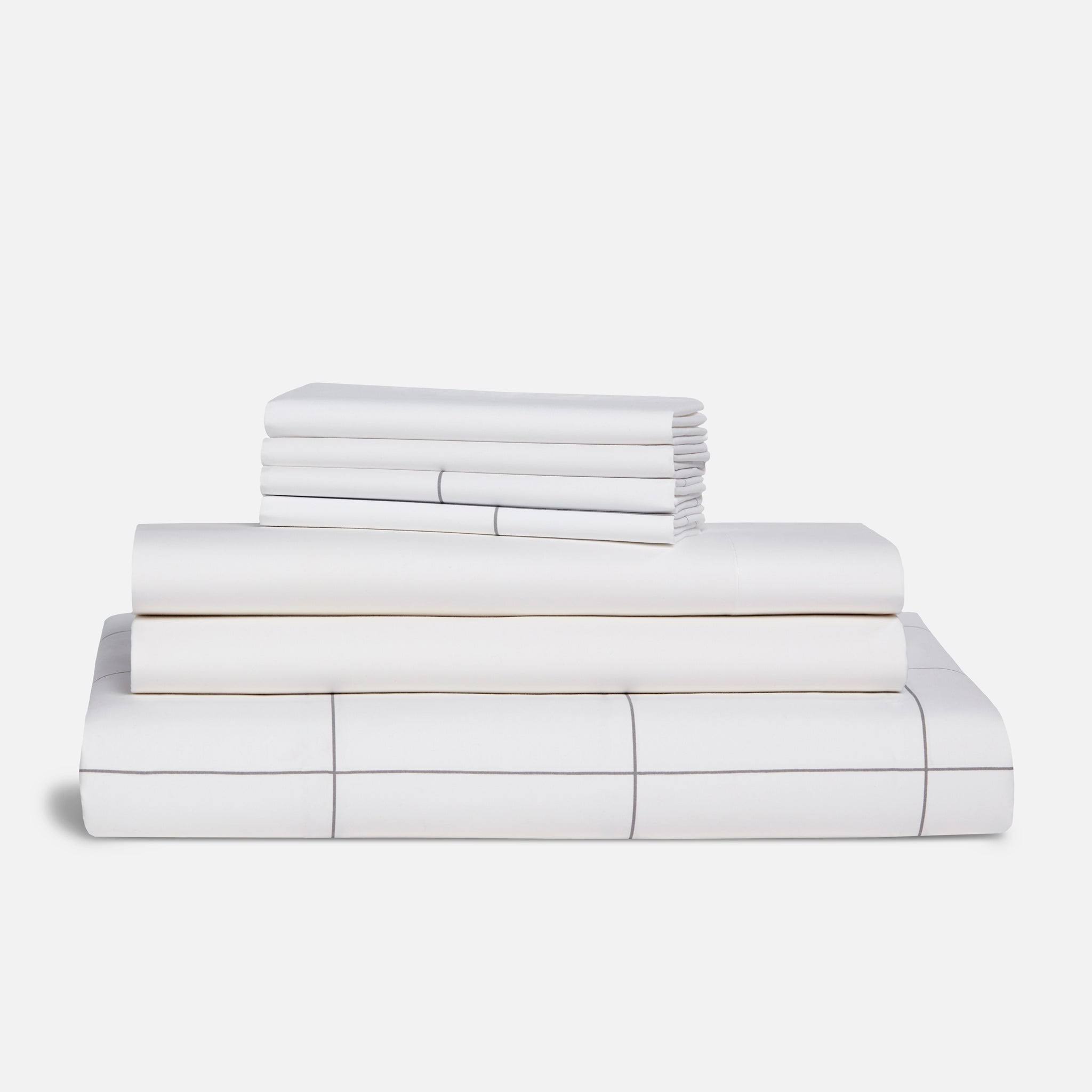 Cooling Cotton Percale Sheet Set - Duvet, Fitted Sheet, Flat Sheet, Pillowcases Size Queen in Black/White | Best Sheets for Hot Sleepers by Brooklinen