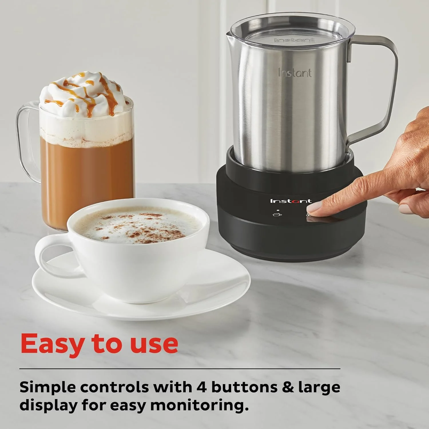 Instant Magic Froth 9-in-1 Electric Milk Steamer and Frother,17oz Stainless Steel Pitcher,Hot and Cold Foam Maker and Milk Warmer for Lattes - Image 4