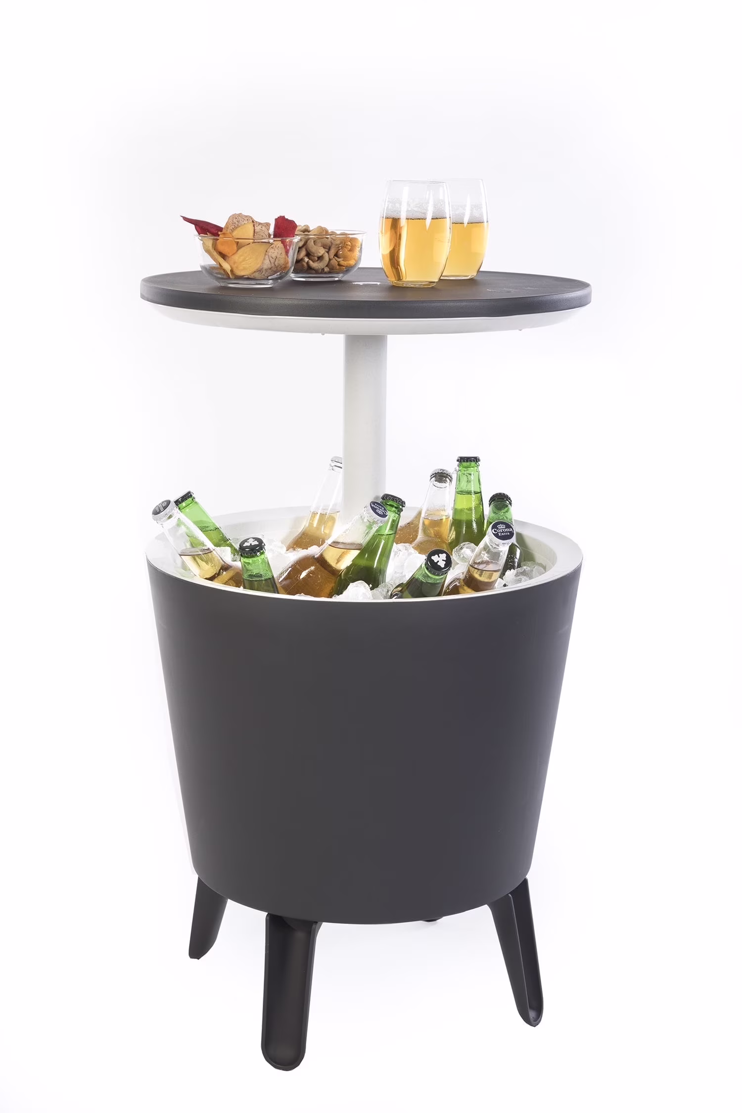 Pacific 7.5 Gallon Cool Bar 2 in 1 Weather Resistant Side Table and Bar Durable Resin Outdoor Patio Beverage Cooler Table, Rattan Look Brown(Brown) - Image 7