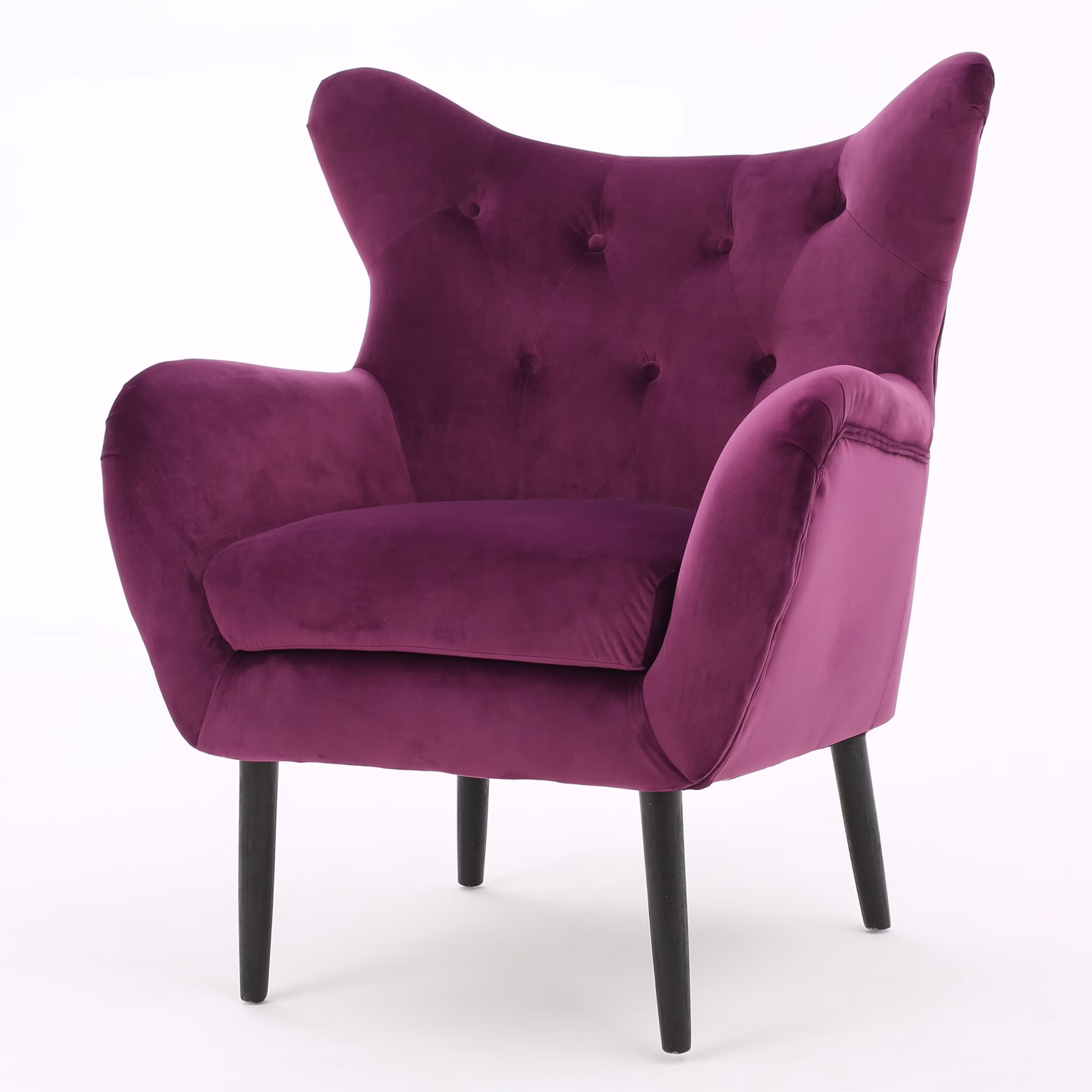 Simon Velvet Wingback Chair, Purple