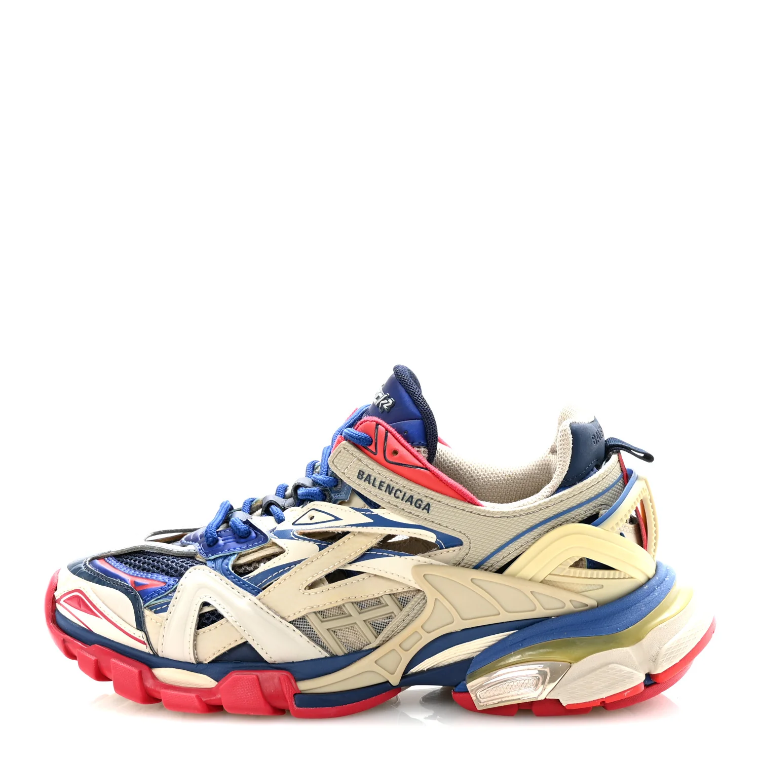 Rubber Mesh Bi-Color Womens Track.2 Open Sneakers 39 Beige Blue Red