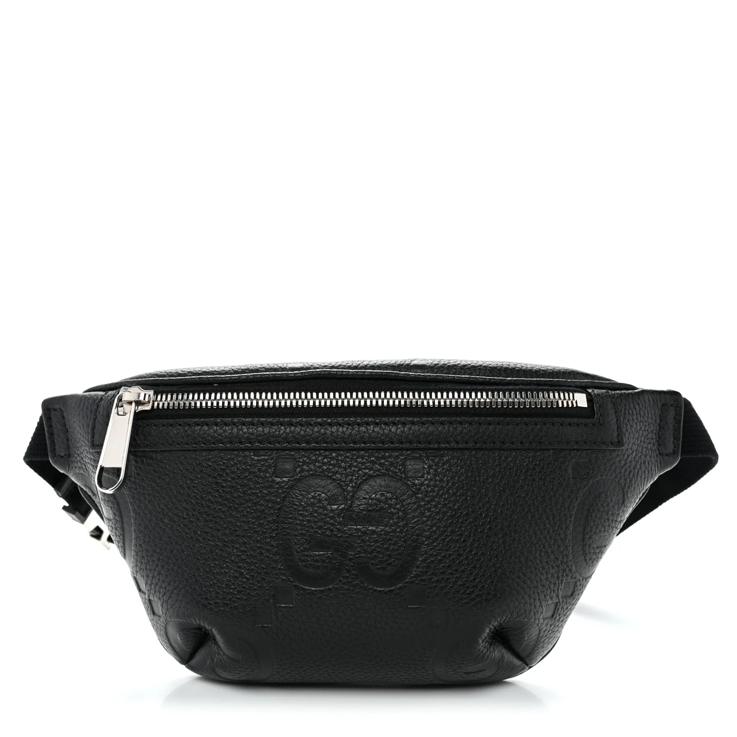 Piuma Calfskin Jumbo GG Embossed Small Belt Bag Black