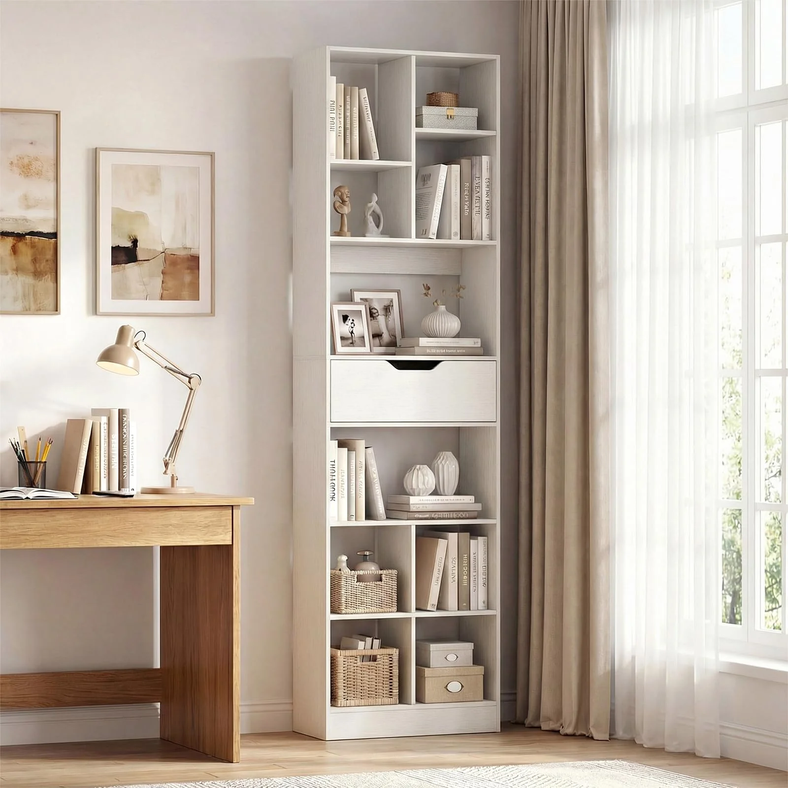 Tangkula 71” Tall Open Bookcase with Drawer(1/2)