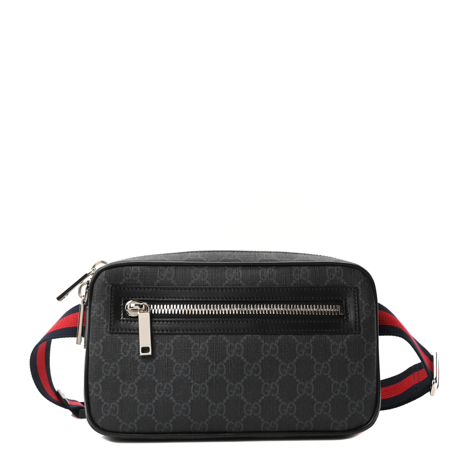 Soft GG Supreme Monogram Web Belt Bag Black Grey