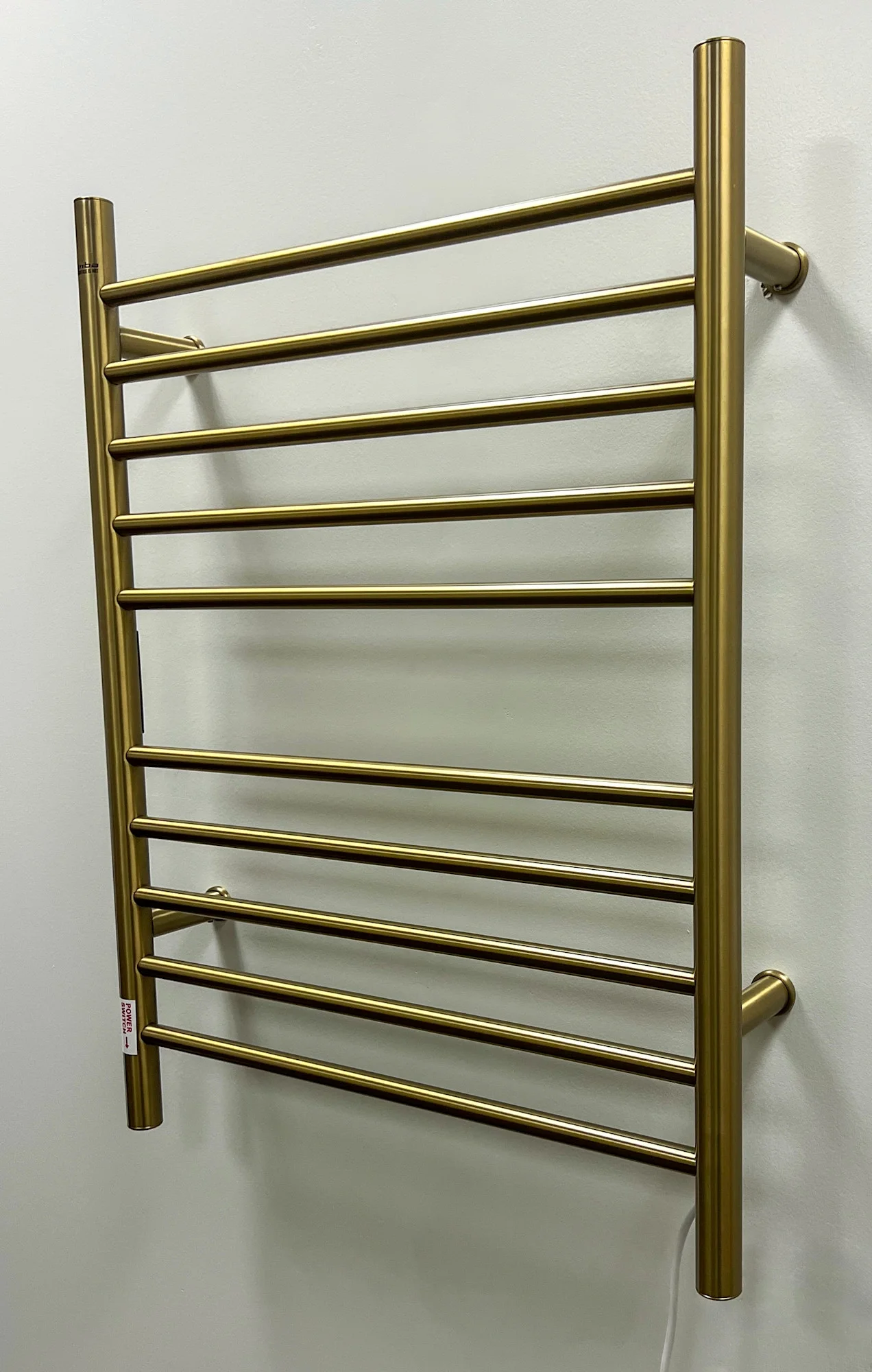 Amba Products 33.5" Gold Hardwired Straight 10 Polished Bar Towel Warmer