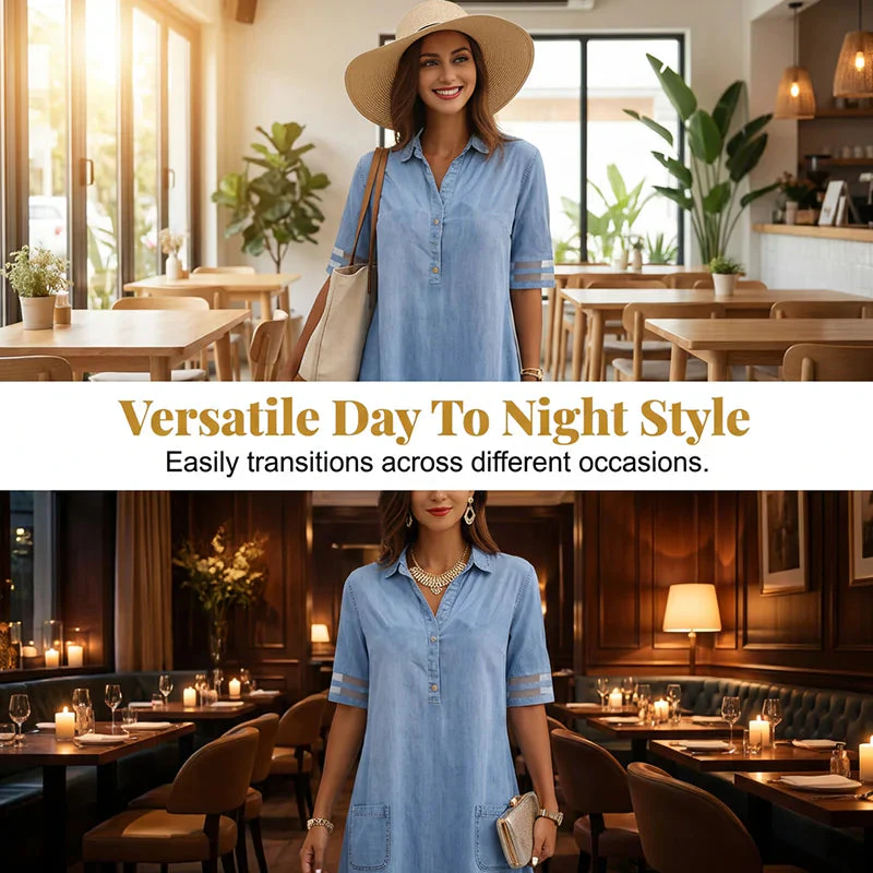 Robe décontractée à manches courtes avec détails en maille