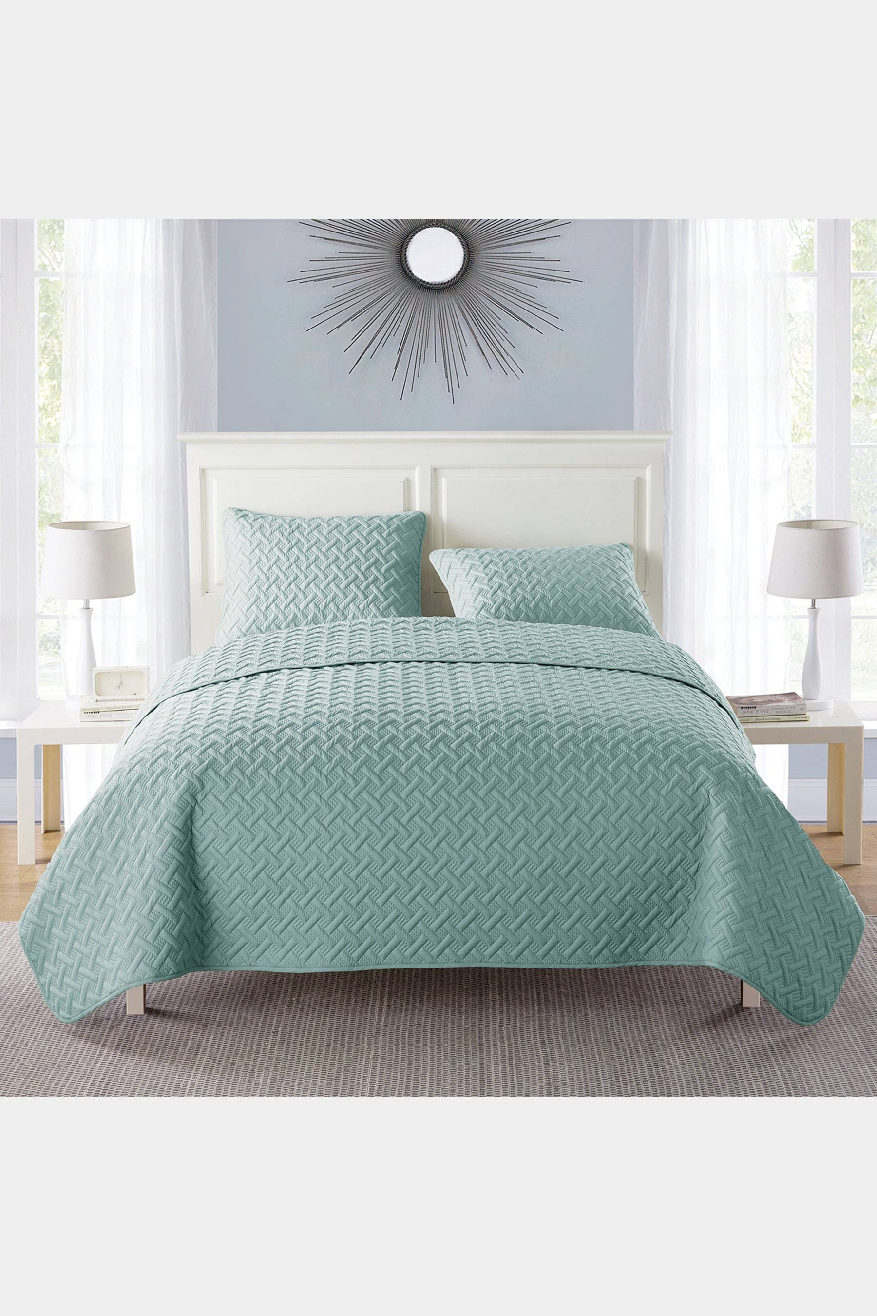 Vcny Nina Embossed Quilt Set Full/Queen Blue