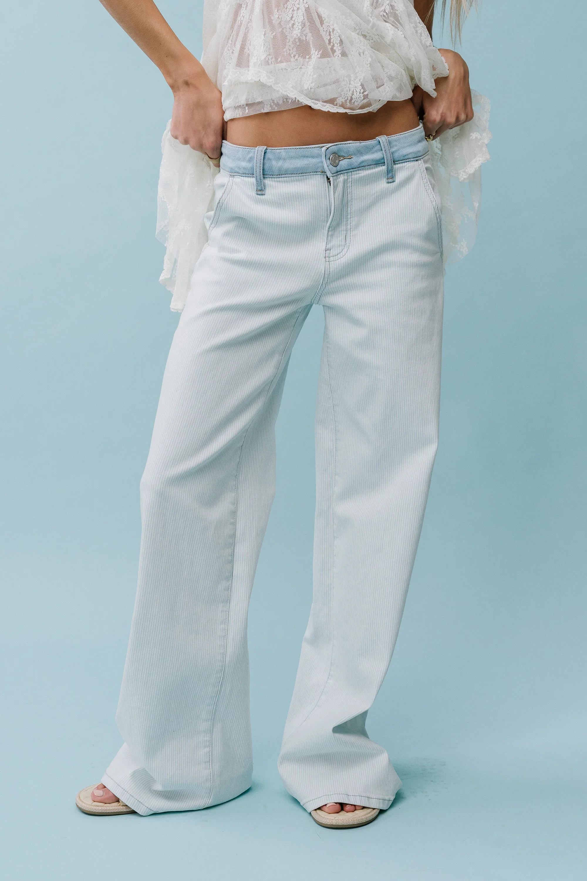 Kendall Striped Wide Leg Jeans