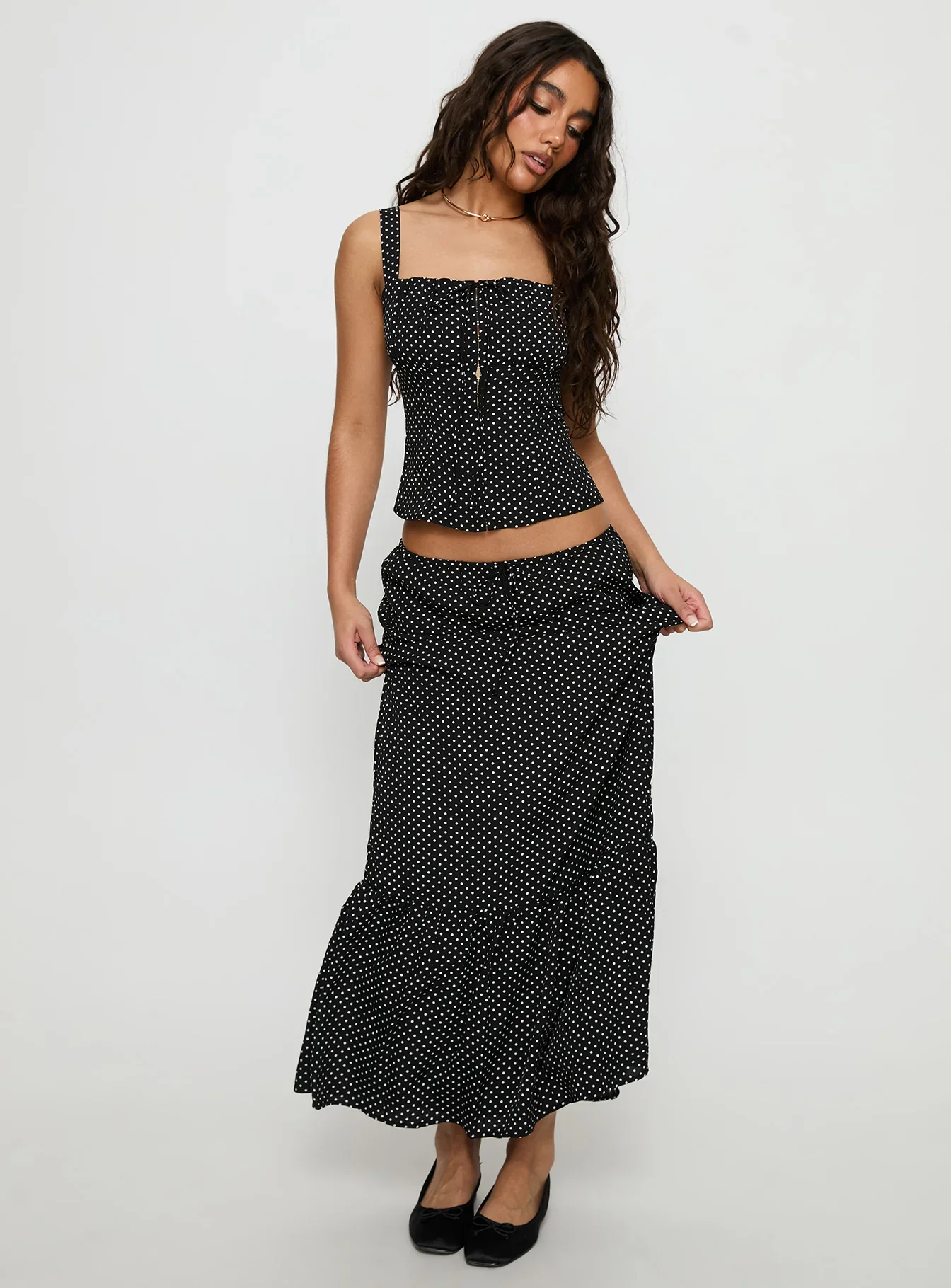 Modern Girl Maxi Skirt Black / Polka Dot