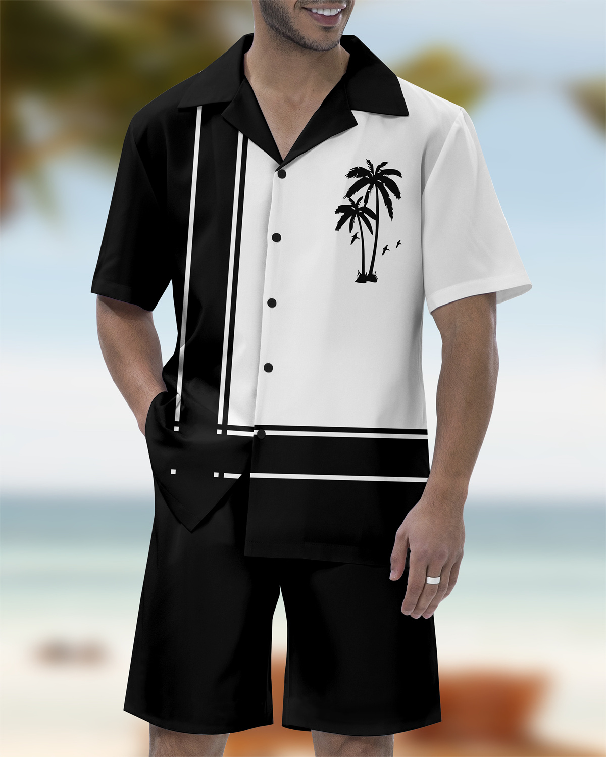 Ensemble chemise à manches courtes et col cubain hawaïen pour homme, style décontracté, idéal pour les vacances