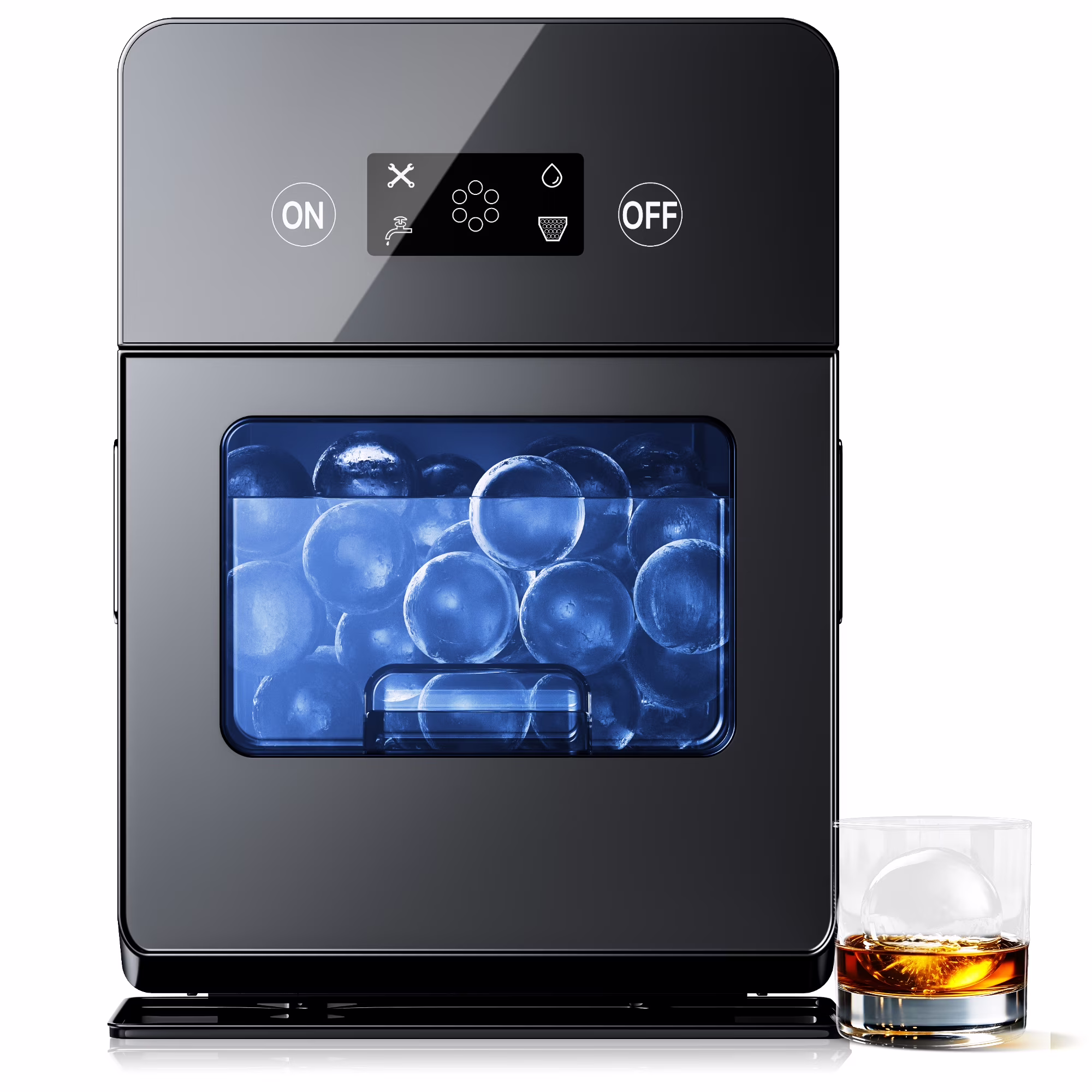 Sphere Ice Maker,10 pcs/Hour, 150 pcs/Day,Clear Ice Ball Maker with Enhanced Insulation, with LCD Touch Screen, Self-Cleaning, Quiet Home and Bar Ice for Whiskey Bourbon Parties(Craft Ice)