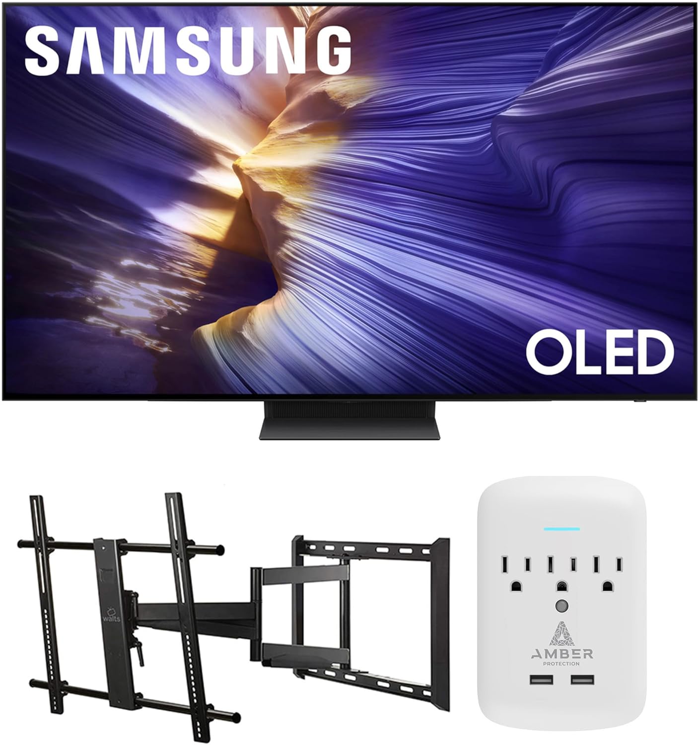 Samsung QN55S90FAFXZA 55 Inch 4K OLED Smart TV with a Walts Large/Extra Large Full Motion Mount for 43