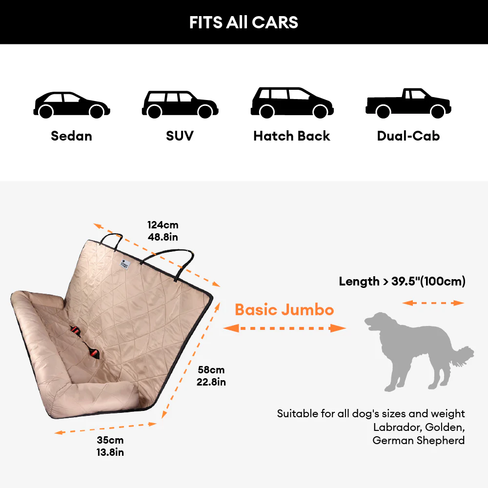 Travel Bolster Safety Medium Large Dog Car Back Seat Bed