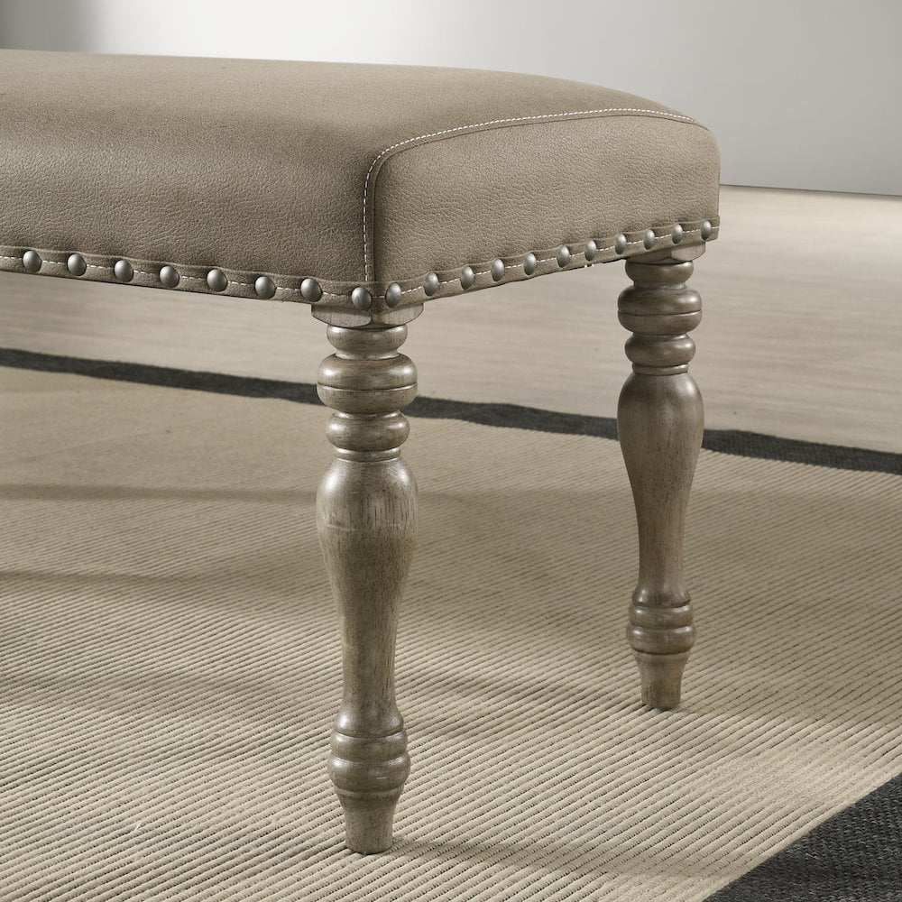 Birmingham Nailhead 6 - Piece Table with Nail Head Bench Dining Set, Driftwood