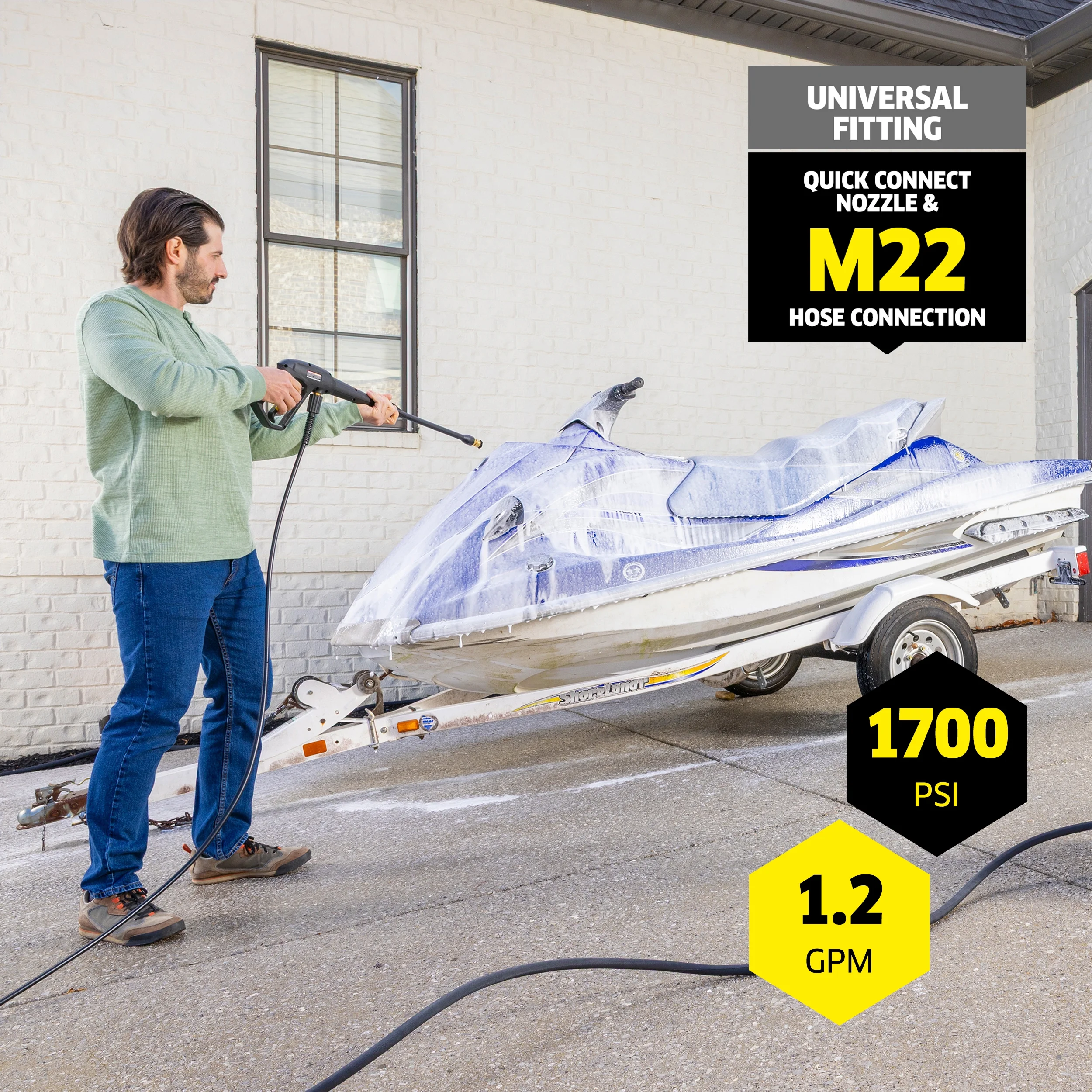 Pressure Washer K1700, CETA Certified, 3 Spray Nozzles, Detergent Tank, For Cars, Driveways, Siding, Patios, 1.2 max. GPM - Image 4