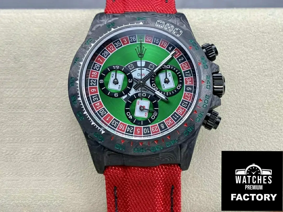 Rolex Daytona Cosmograph Carbon Fiber Diw Custom Version Noob Factory Red Fabric Strap