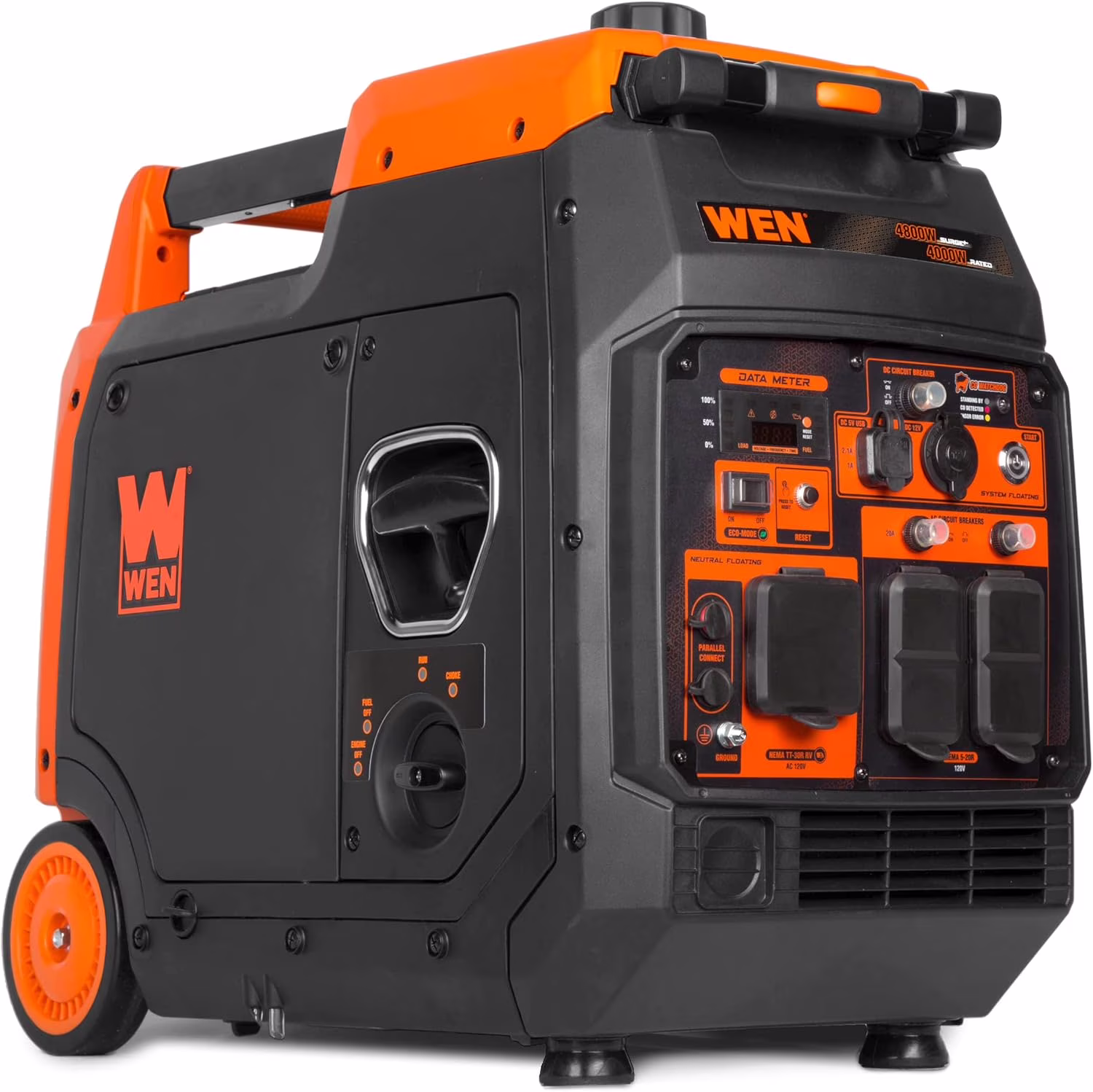 Quiet and Lightweight 4800 - Watt Dual Fuel RV - Ready Electric Start Portable Inverter Generator with Fuel Shut Off and CO Watchdog