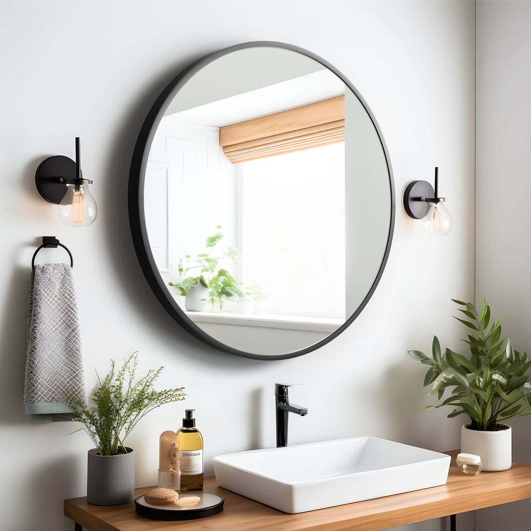 Beshoy Bathroom / Vanity Mirror Wade Logan Finish: Black, Size: 28