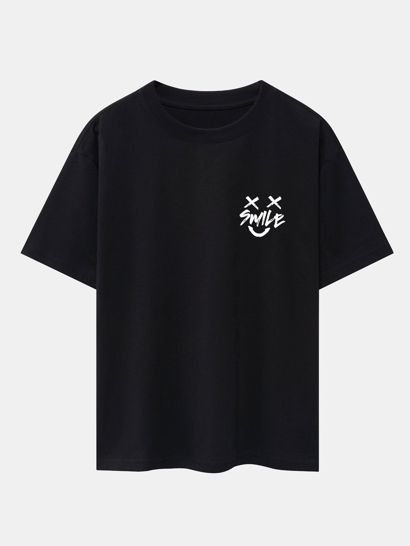 T-shirt oversize épais avec imprimé smiley peint à la main à l'avant et à l'arrière