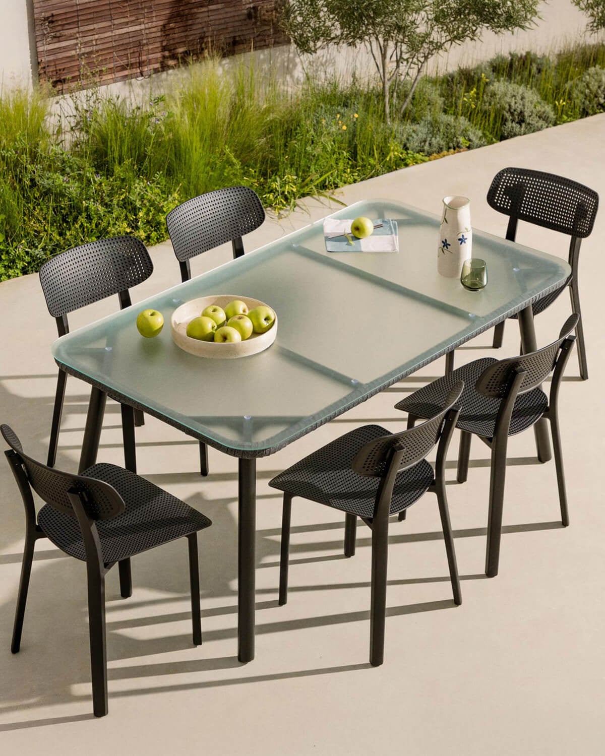 Drian - Mesa de Exterior Rectangular de Aluminio y Cristal (160x90 cm) Drian