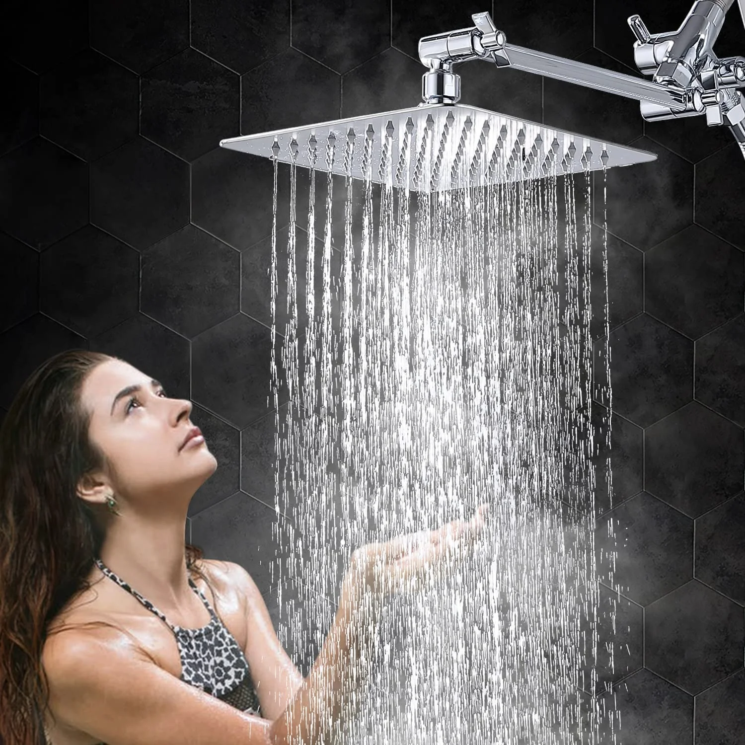 G - Promise All Metal Dual Square Shower Head Combo, 8