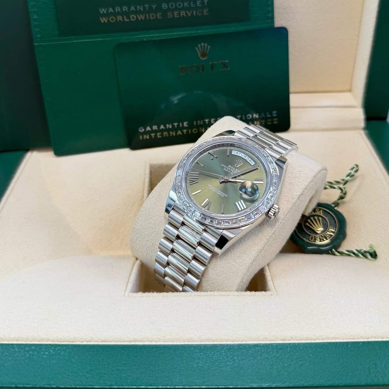 [Super Clone]RLX Day-Date 40mm 228396TBR-0020 Green Roman Dial