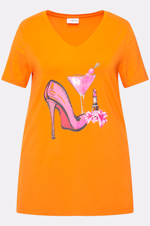 A-Line Half-Sleeve Pumps Pattern T-Shirt