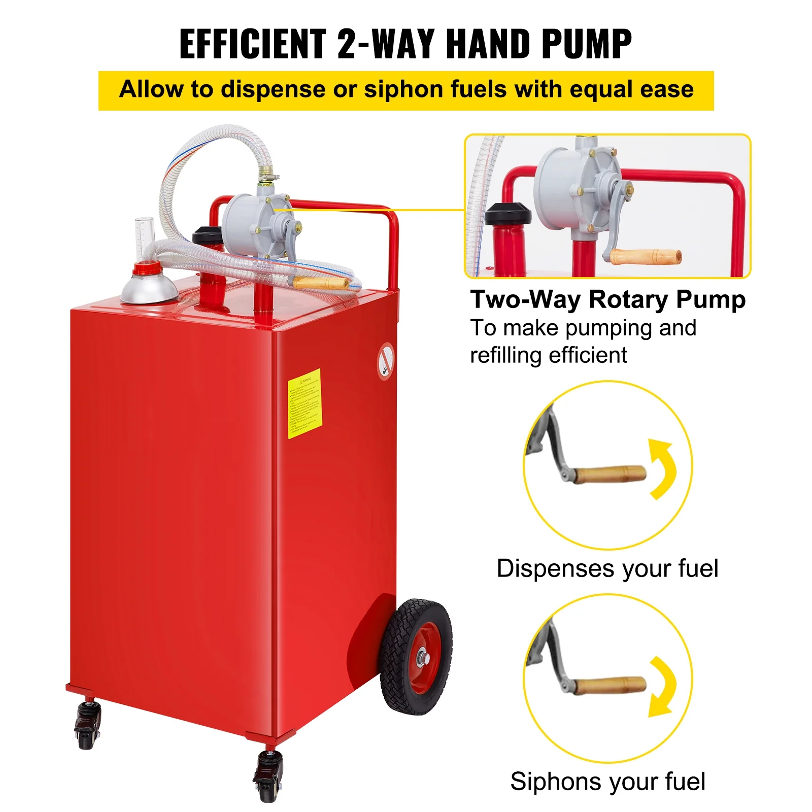 30 Gallon Gasoline Diesel Fuel Container Manuel Transfer Pump Red - Image 3