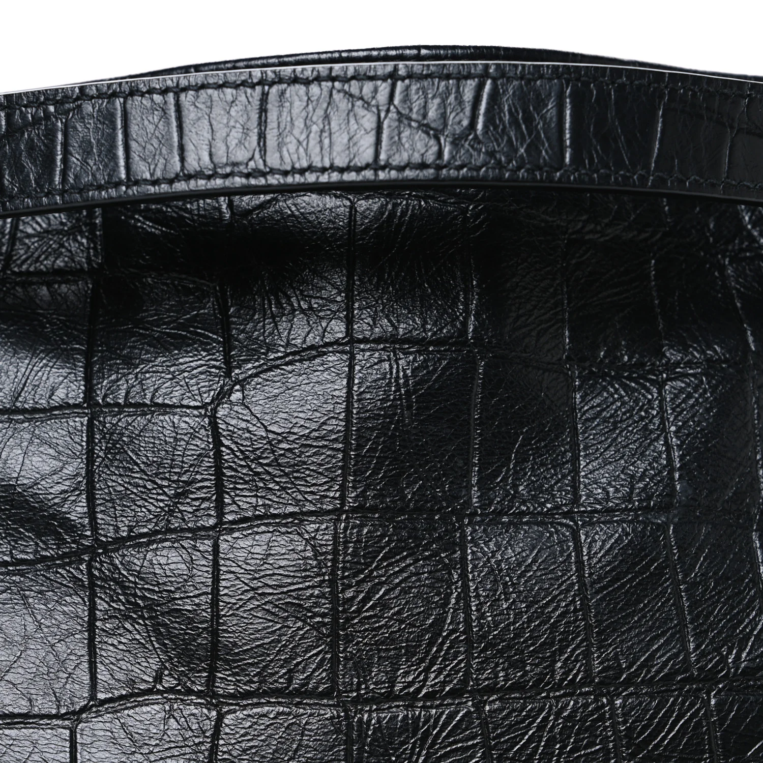 Calfskin Crocodile Embossed Monogram Medium Niki Shopping Bag Black