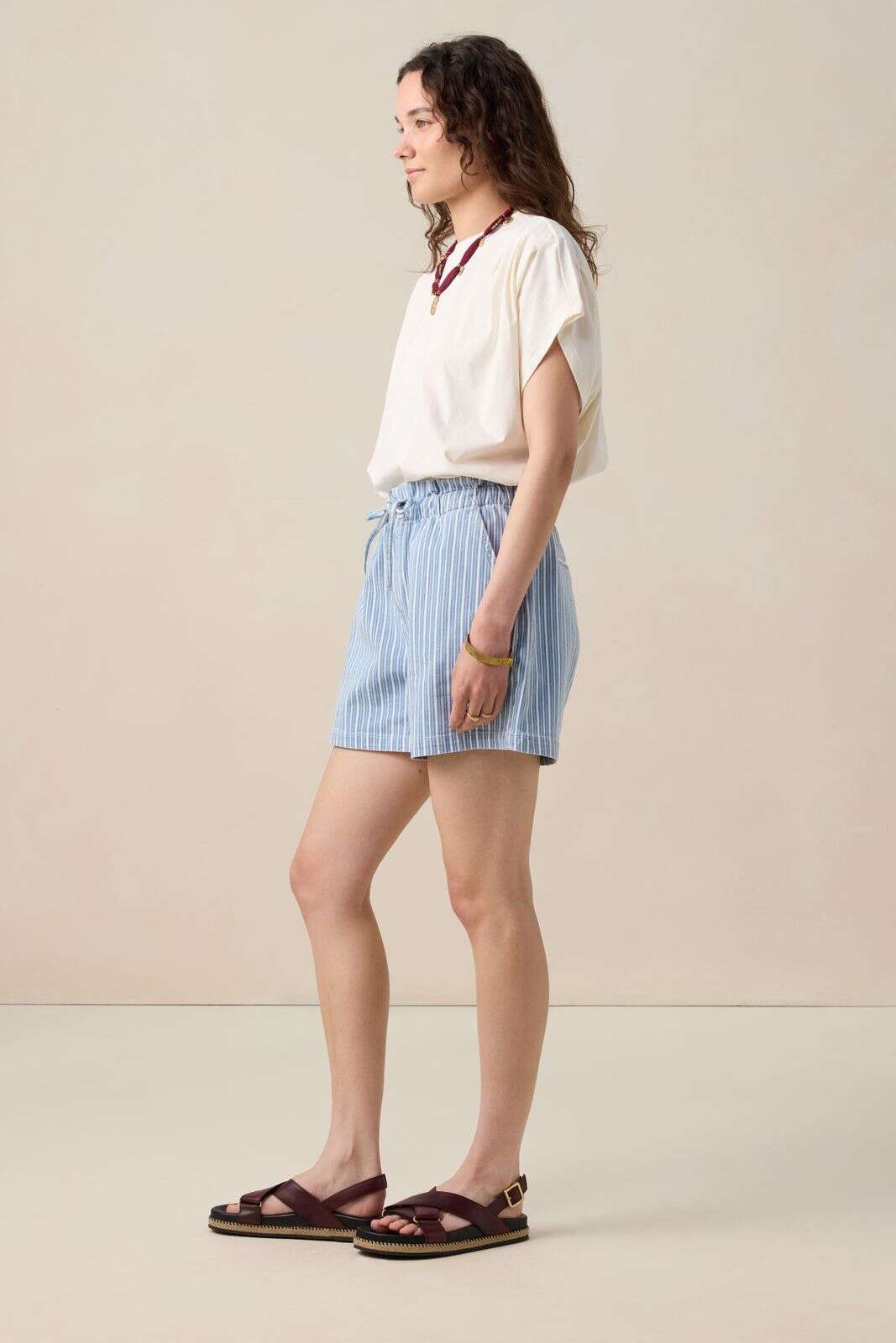 Blauwe gestreepte shorts