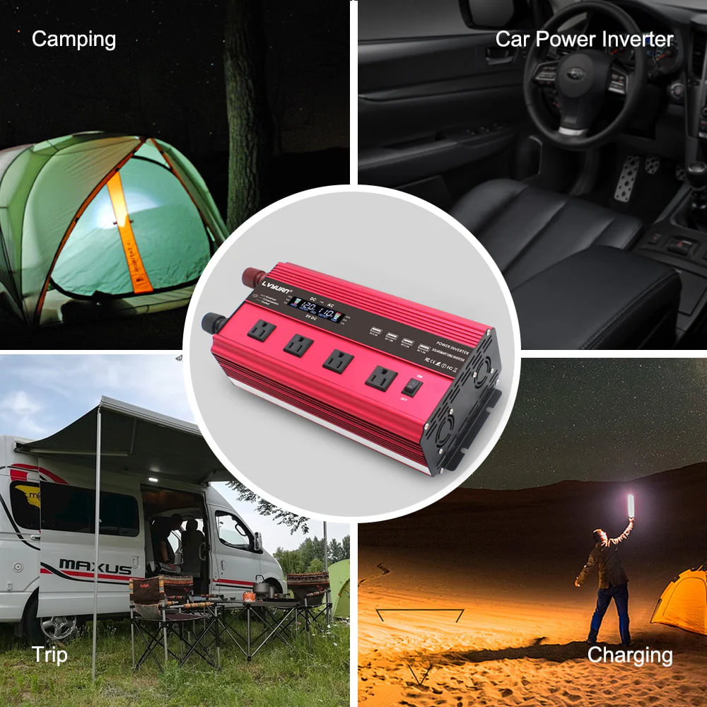 3000 Watts 6000 Watts Modified Sine Wave Power Inverter DC 12V to AC 110V 120V Car Converter 4USB 4AC Remote Control - Image 2