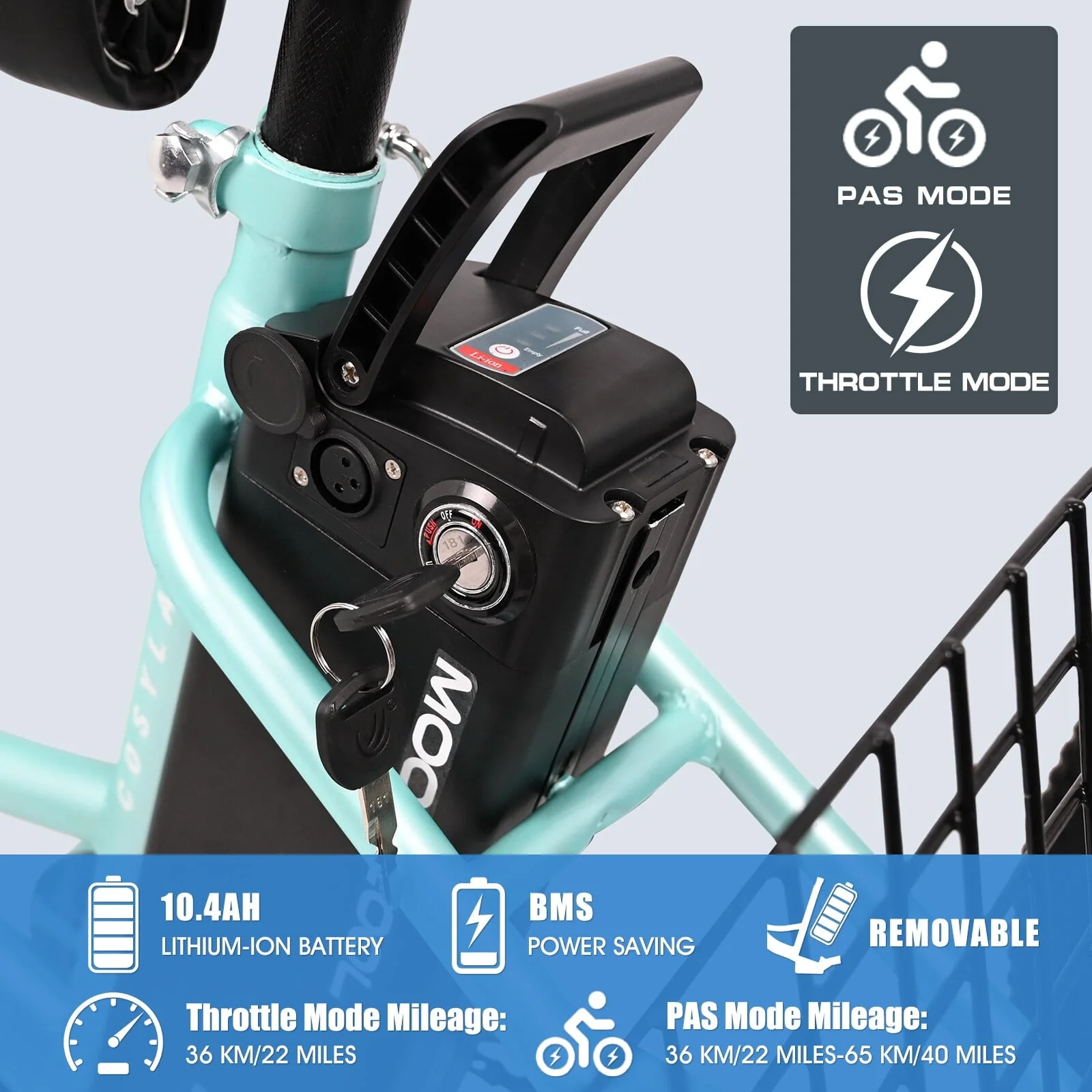 24" Electric Tricycle for Adults Seniors,7 Speed 3 Wheel E-Bike with Large Basket/Low-Step Through Frame,350W Motor 36V/10.4AH lithium bettery, 15.5MPH - Image 3