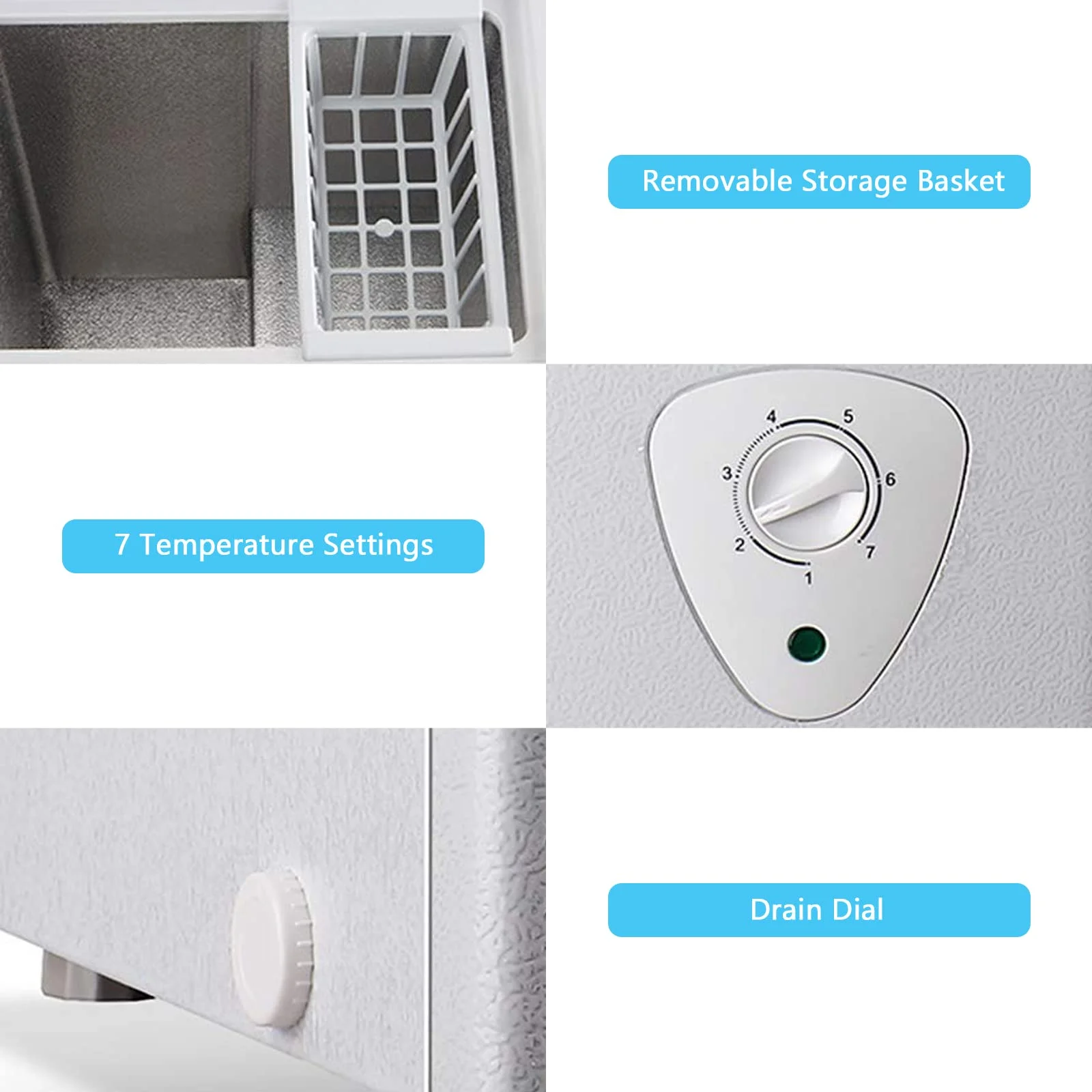 Chest Freezer 3.5 Cu Ft,Small Chest Freezer,Upright Single Door Refrigerator,White - Image 4