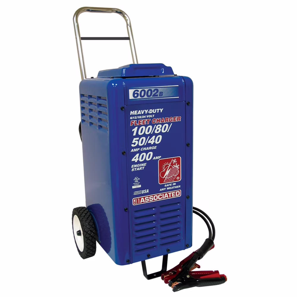 6002B Charger, 6/12/18/24V 100/80/50/40A, 400 Amp Cranking Assist, Wheels