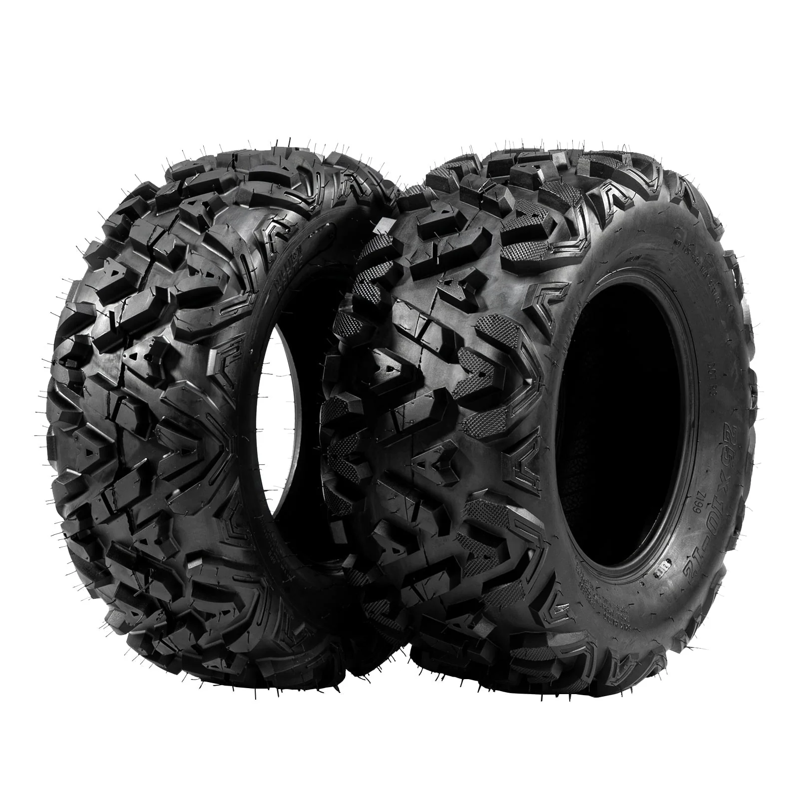 Ktaxon Set of 4 6PR All-Terrain ATV UTV Tires, 25x8 - 12 Front & 25x10 - 12 Rear, Tubeless