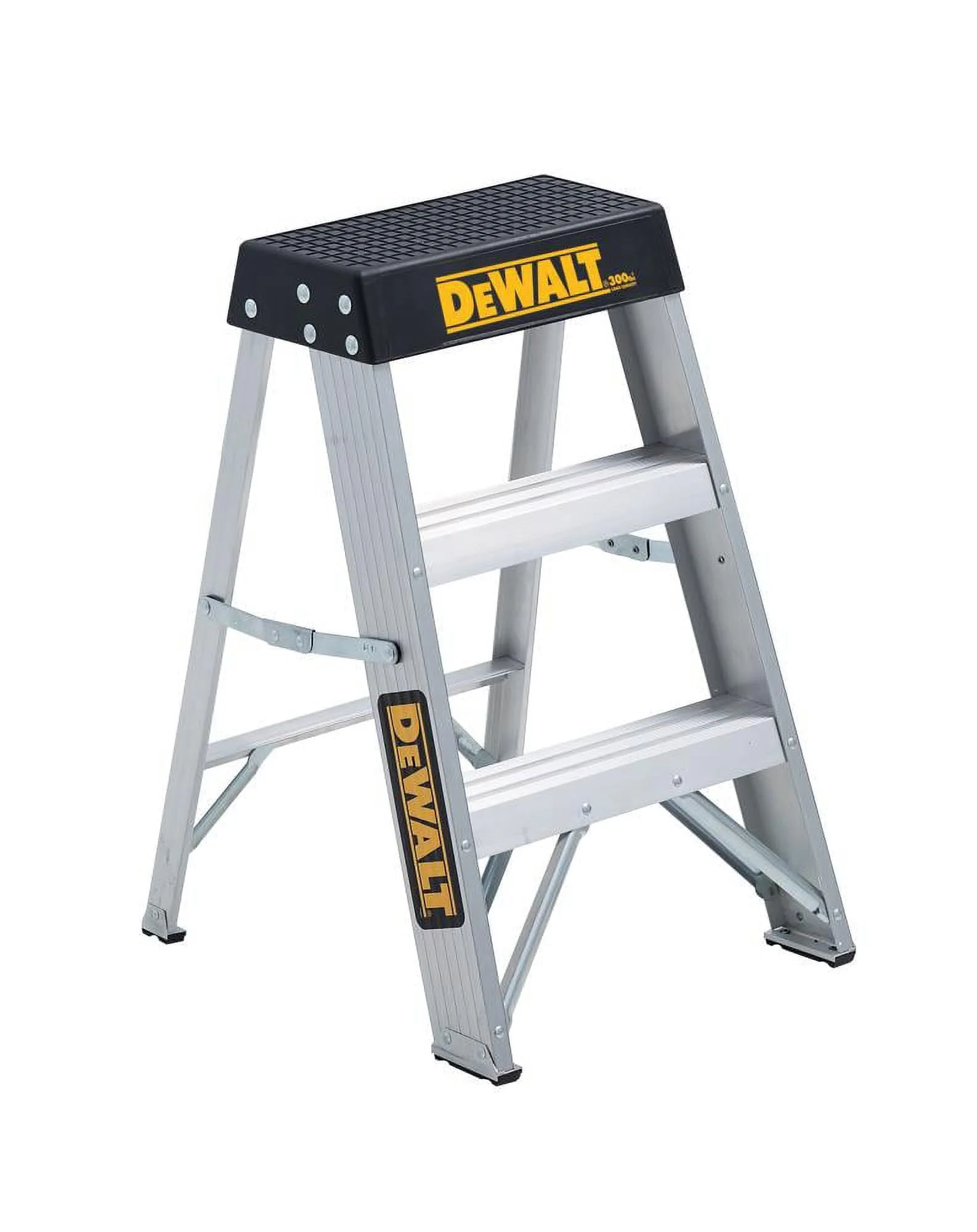 " DXL2010-02 2 Steps, Aluminum Step Stool, 300 lb. Load Capacity, Silver"