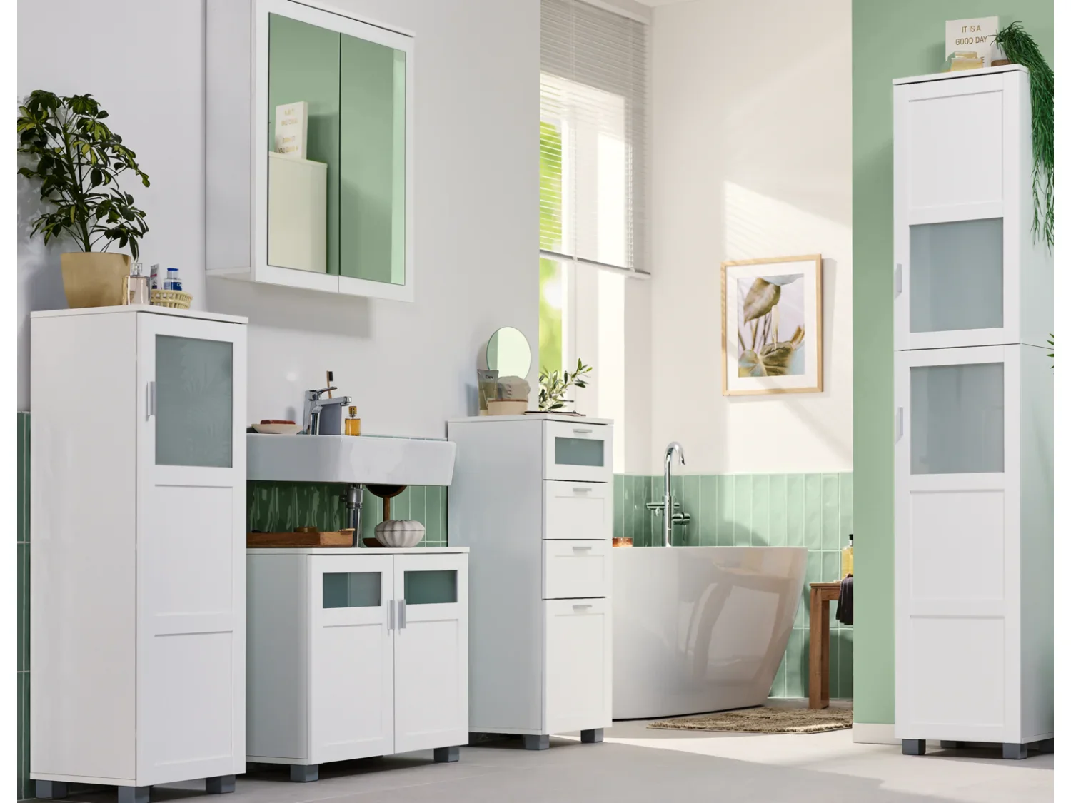 LIVARNO Colonne de salle de bains Basel, 37 x 114,1 x 34,5 cm, blanche