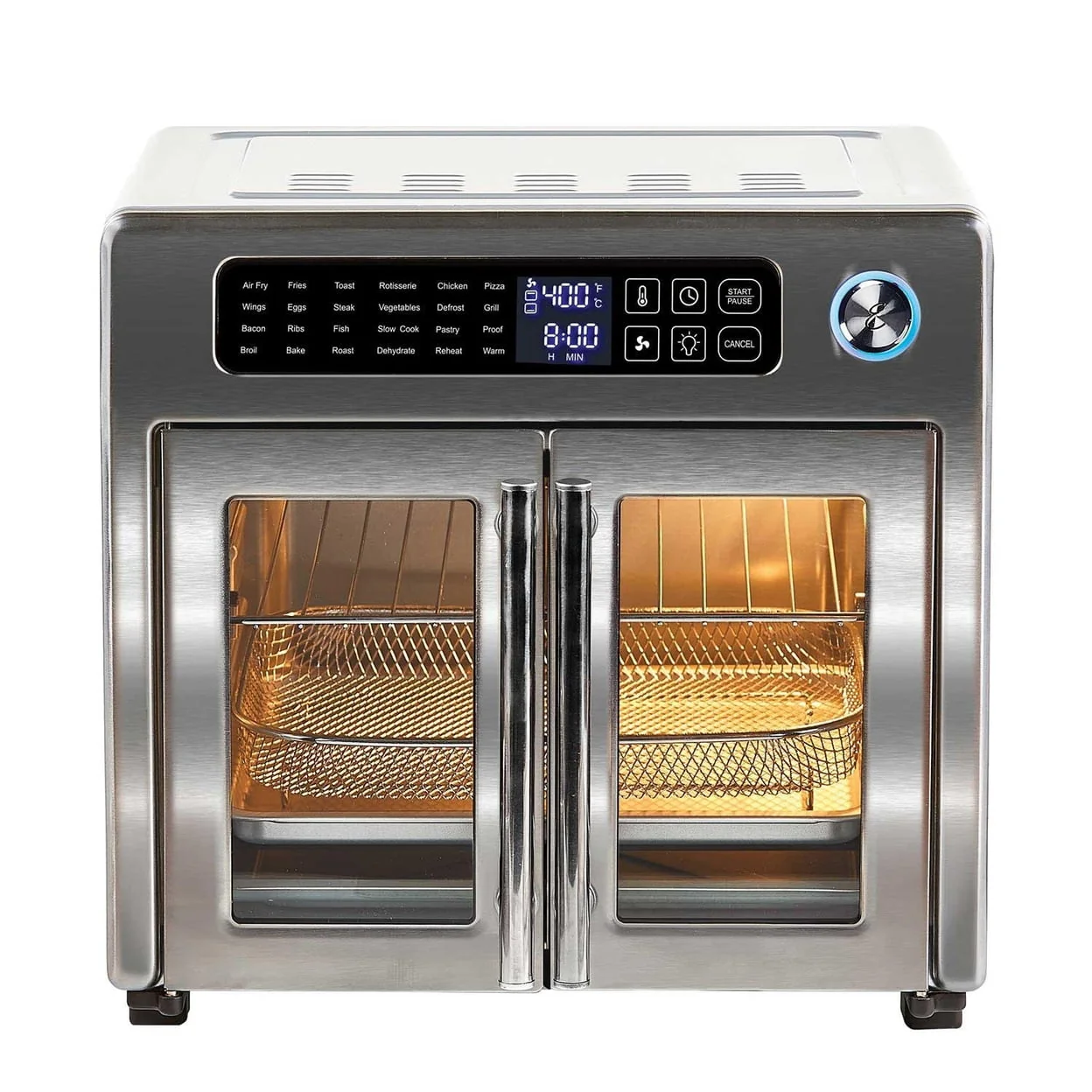 26 QT Extra Large Air Fryer, Convection Toaster Oven with French Doors, Stainless Steel